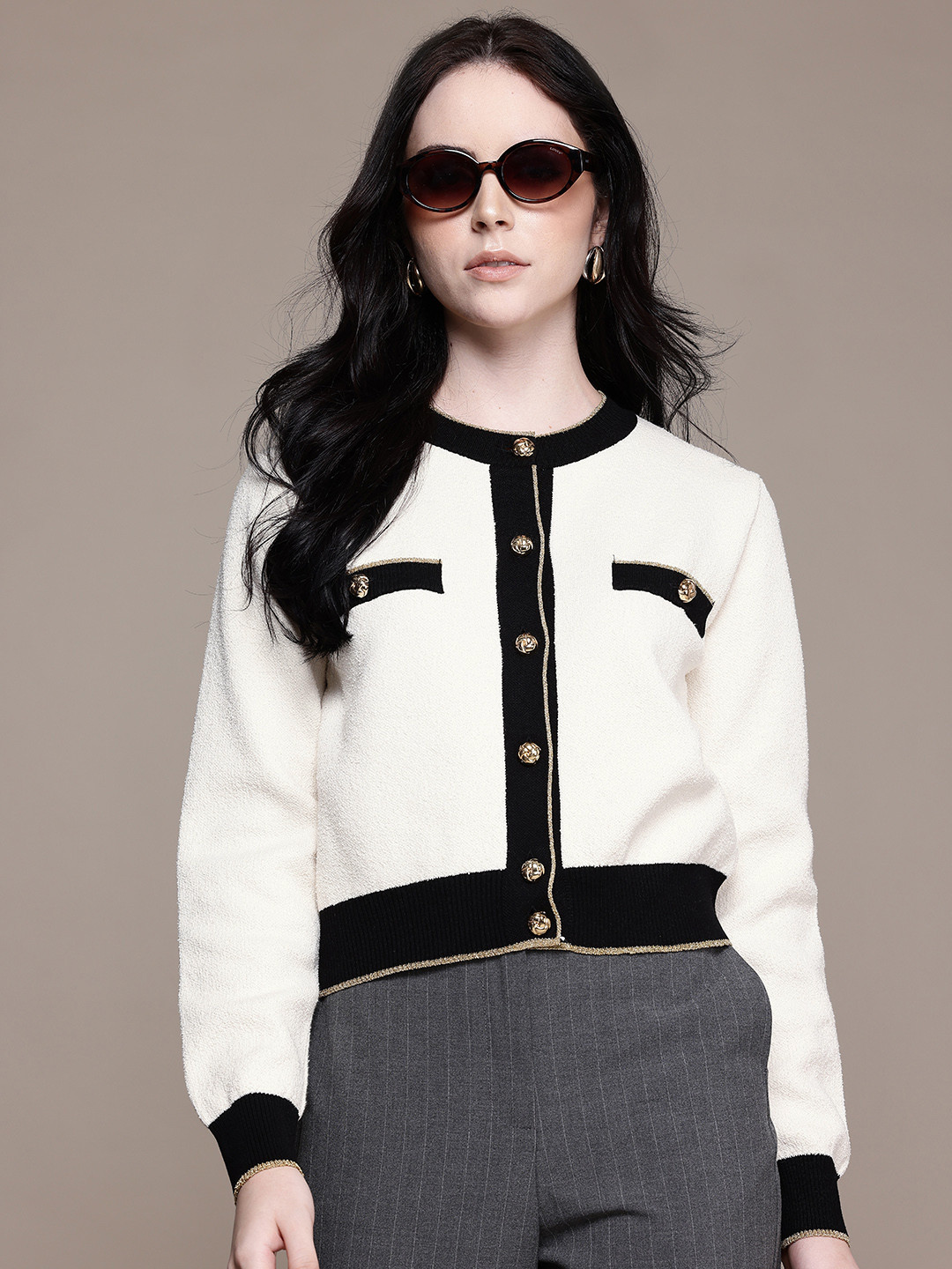 MANGO Pocket Detail Ribbed Hem Cardigan