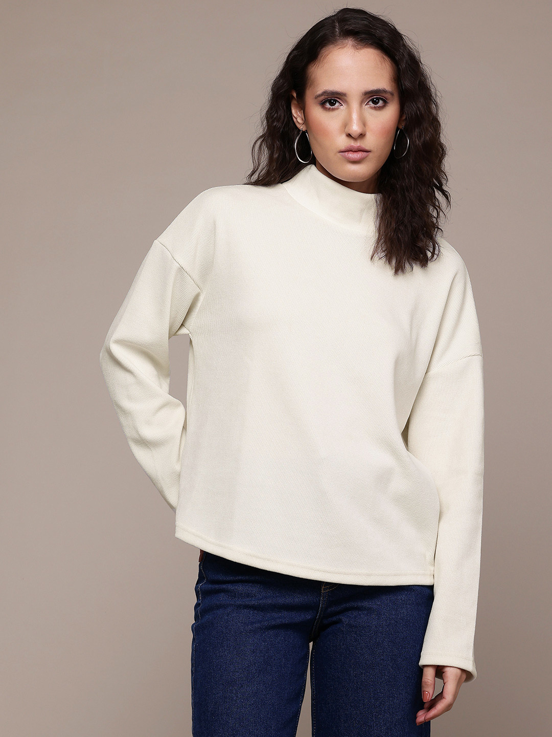 MANGO High Neck Corduroy Sweatshirt