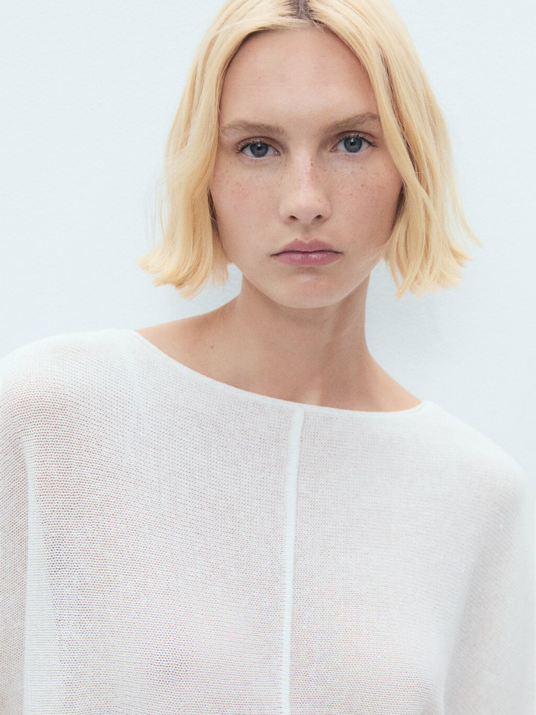 MANGO Boat Neck Paneled Extended Sleeves Top