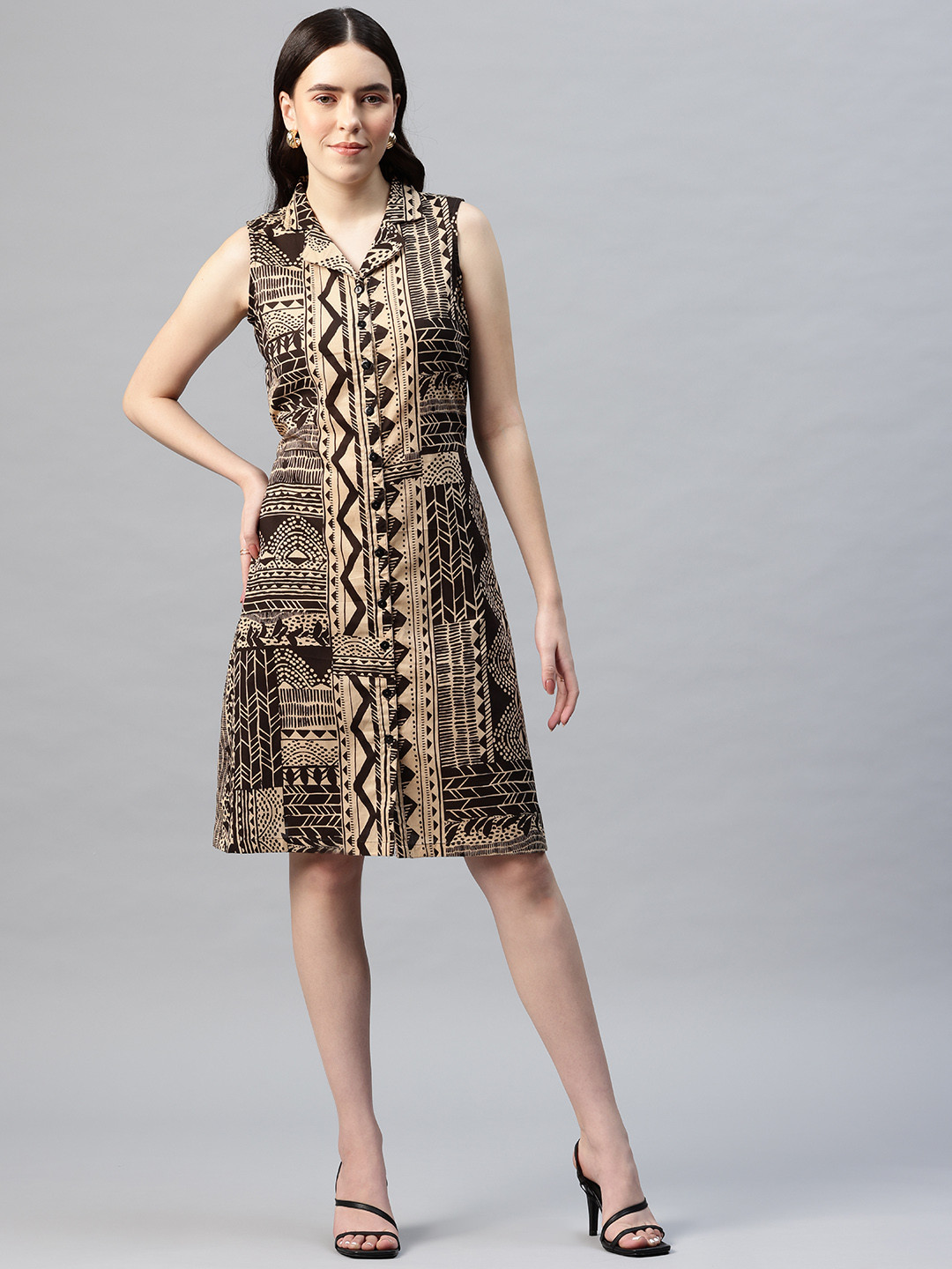 Ayaany Tribal Print Shirt Dress