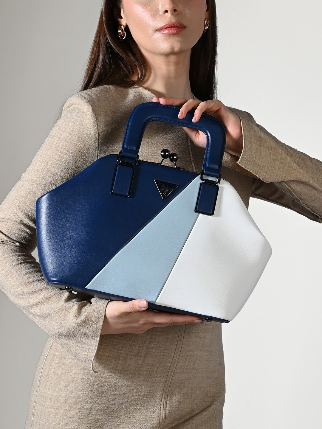 LAVIE Signature Women Macon Colourblocked Oversized Structured Satchel Handbag