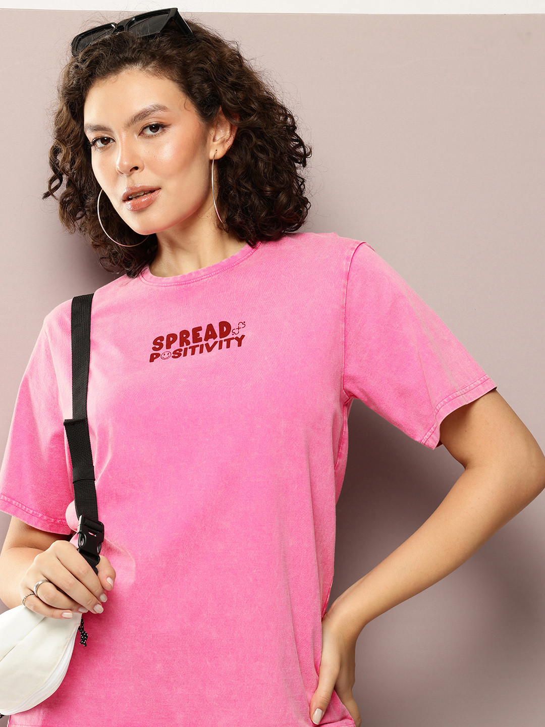 DILLINGER Women's Acid Washed Oversized Printed Tshirt