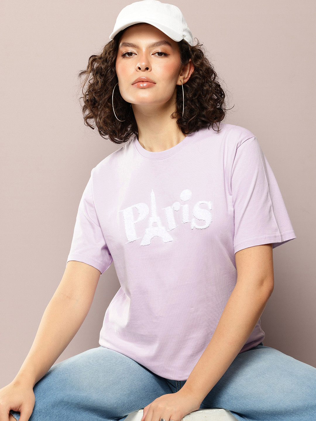 DILLINGER Women Oversized Crew Neck Varsity Puff Printed Tshirt