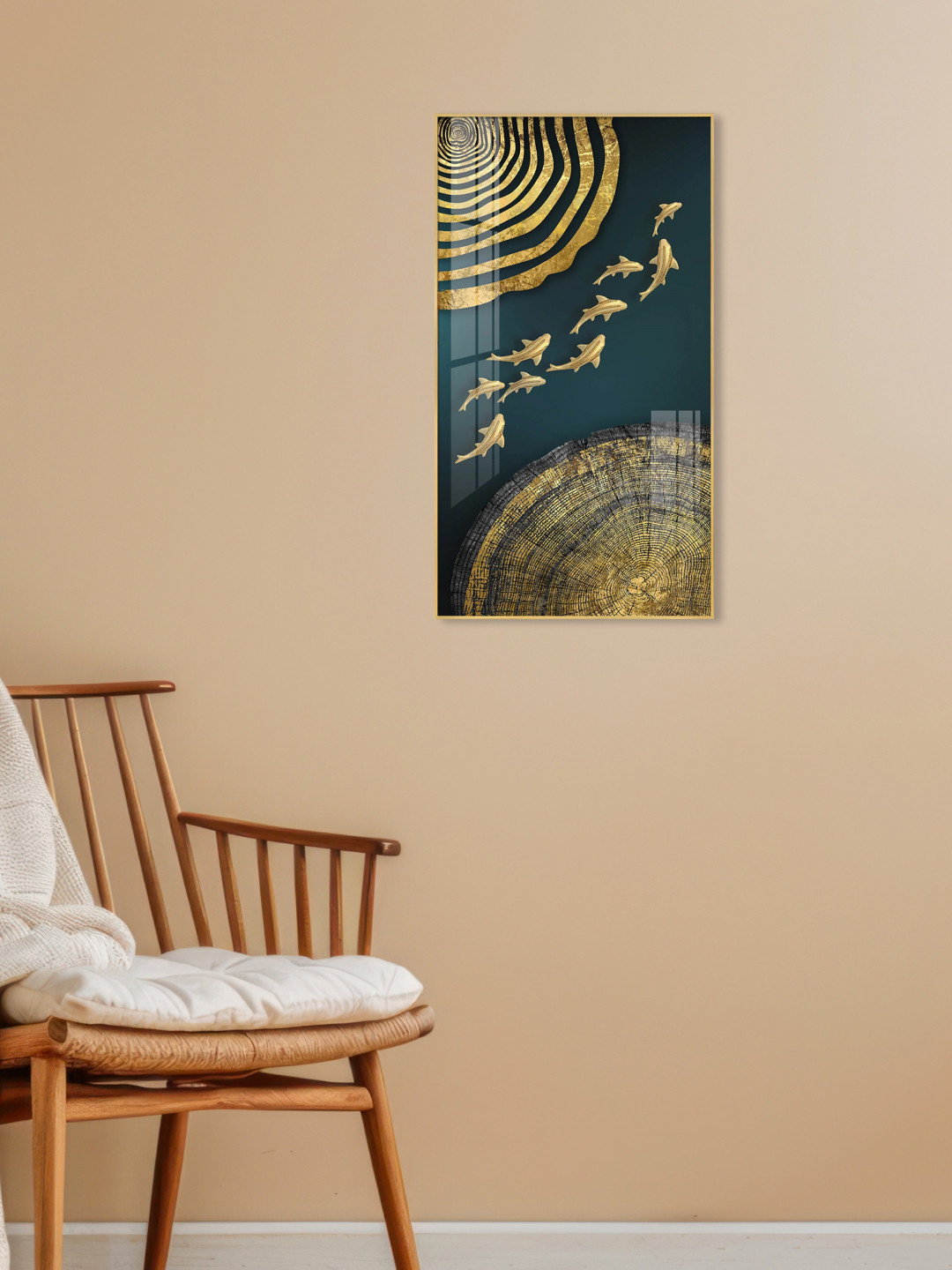 THE NEXT DECOR Luminous Fish Dance Plastic Natural Elements Glossy Hall Wall Hangings-24In