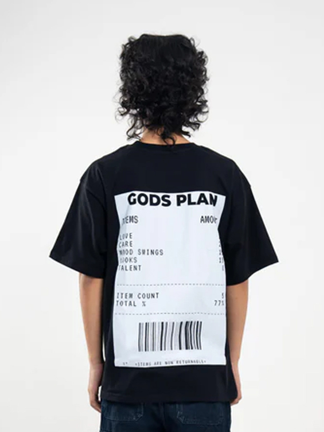 Peach Unisex God's Plan Bio Finish Graphic Printed Oversized Cotton T-shirt