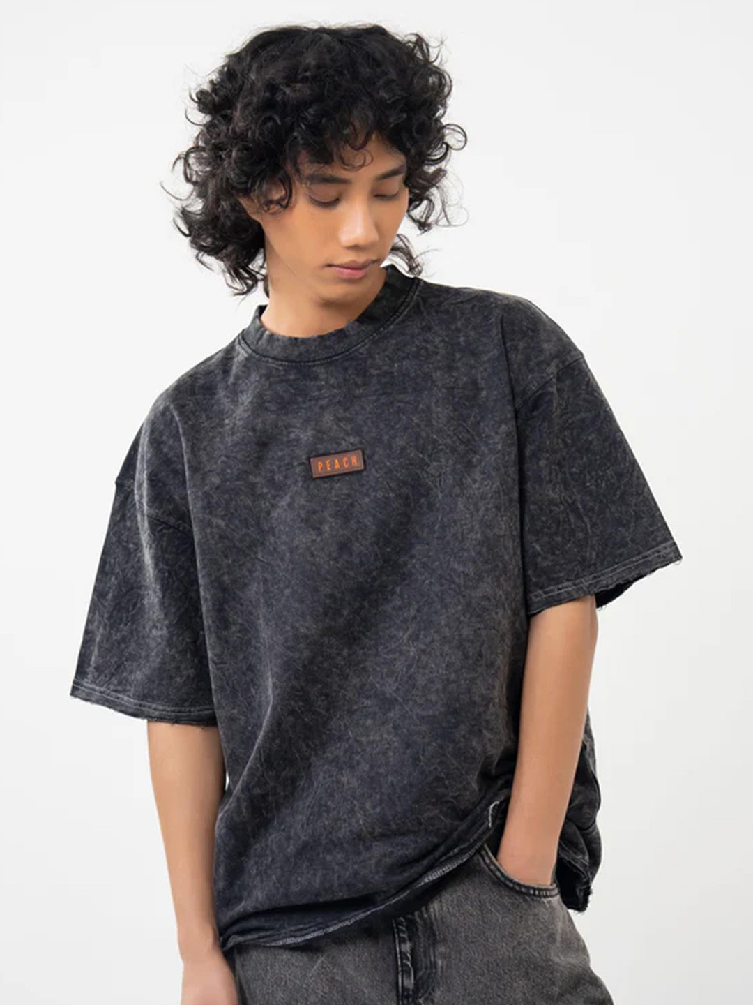 Peach Unisex Dusk & Dawn Dyed Bio Finish Oversized Cotton T-shirt