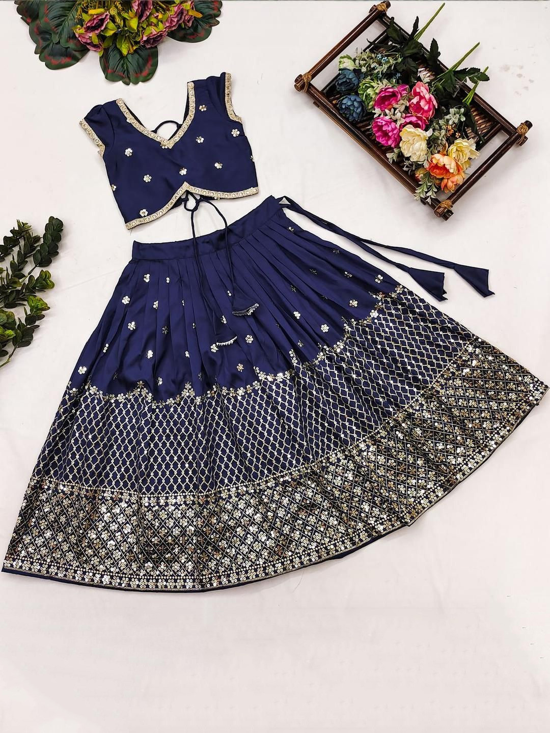 Shoryam Fashion Girls Art Silk Ready to Wear Lehenga Choli