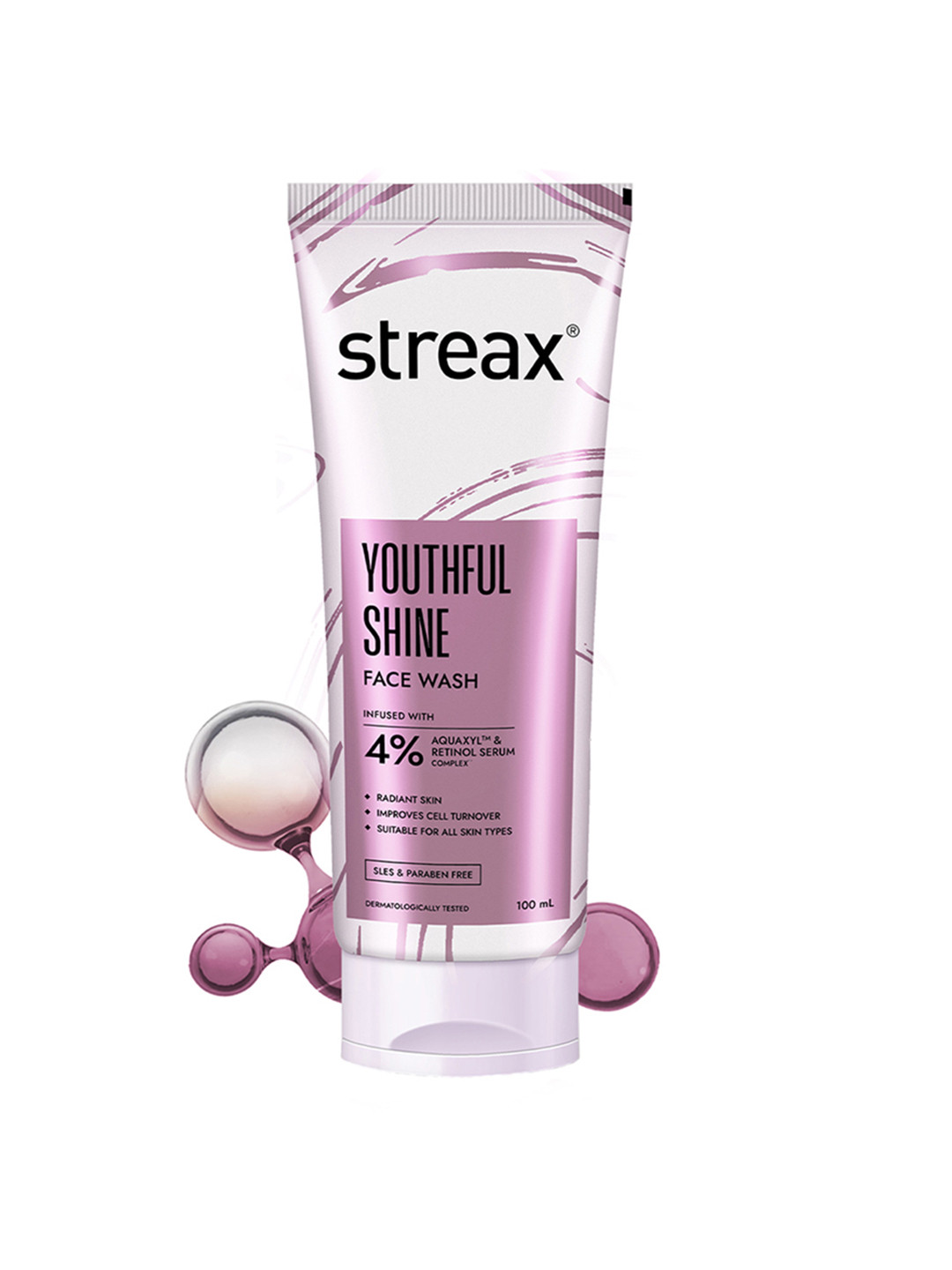 Streax Skin Youthful Shine Face Wash with Aquaxyl & Retinol Serum - 100 ml