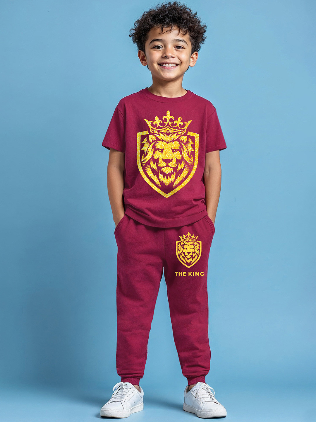 YK X Trampoline Boys Graphic Printed Round Neck T-Shirt With Jogger