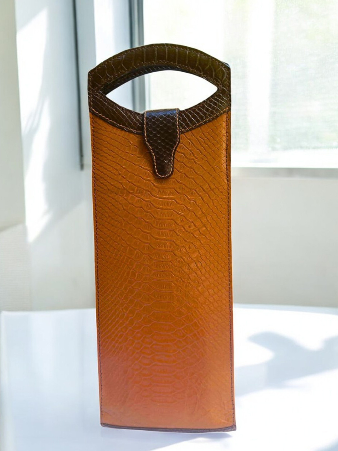 PERKED Unisex Tan Leather Bottle Holder