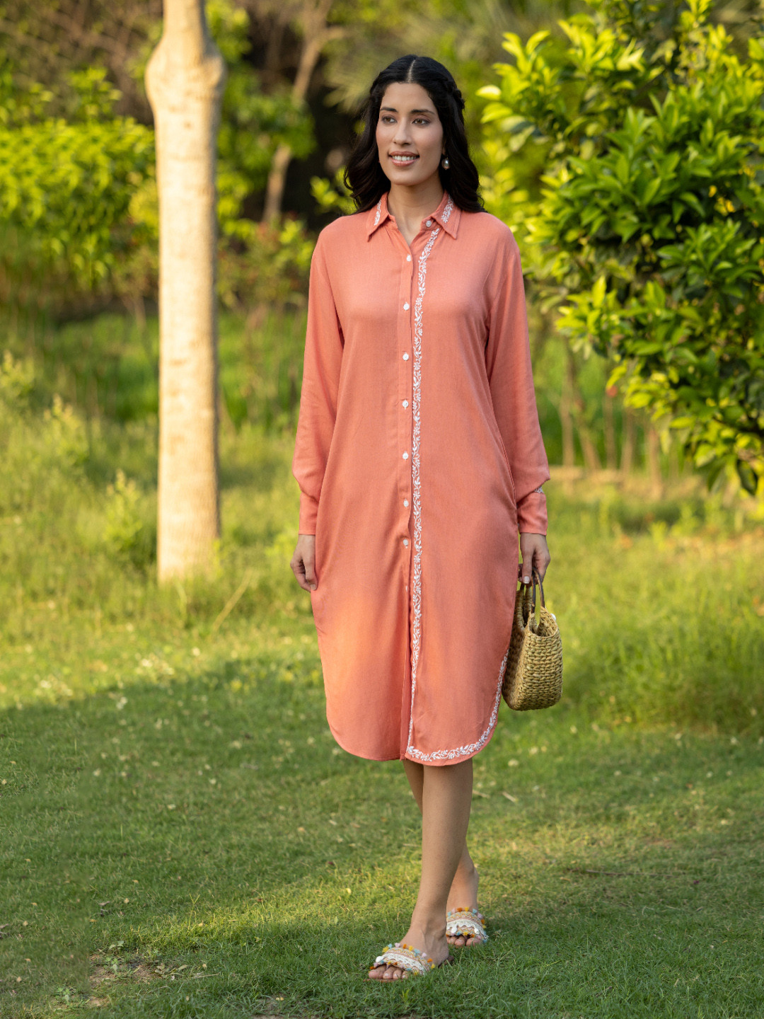 GHARANA INDIA Women Embroidered Shirt Dress