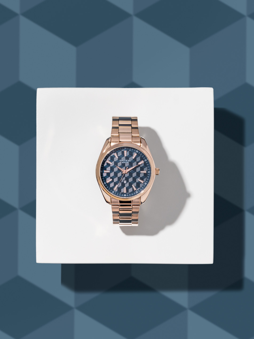 Sonata Poze Quartz Analog Dial Rose Gold Stainless Steel Strap Watch Men - SP70066WM01