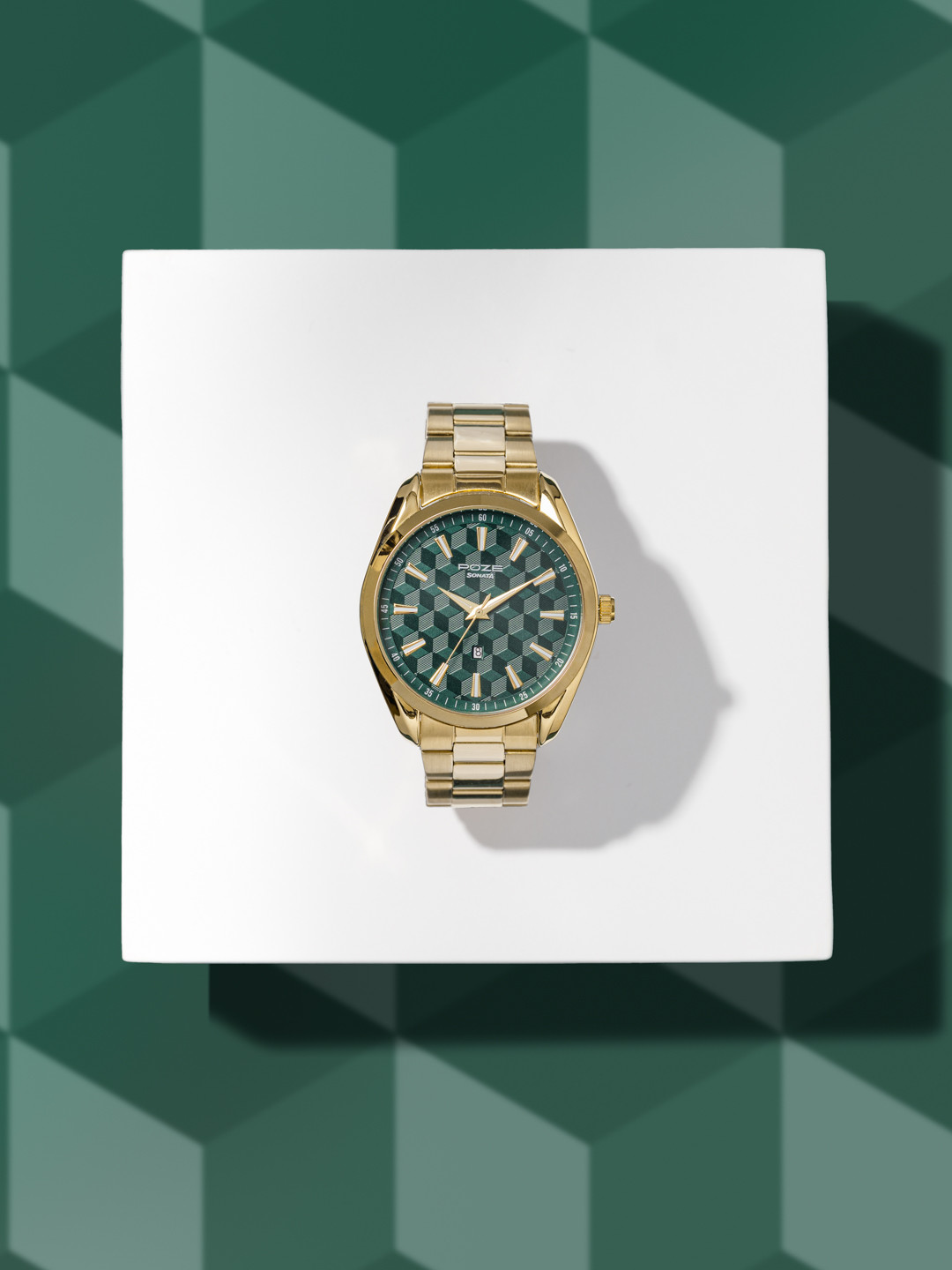 Sonata Poze Quartz Analog Dial Golden Stainless Steel Strap Watch For Men - SP70066YM01