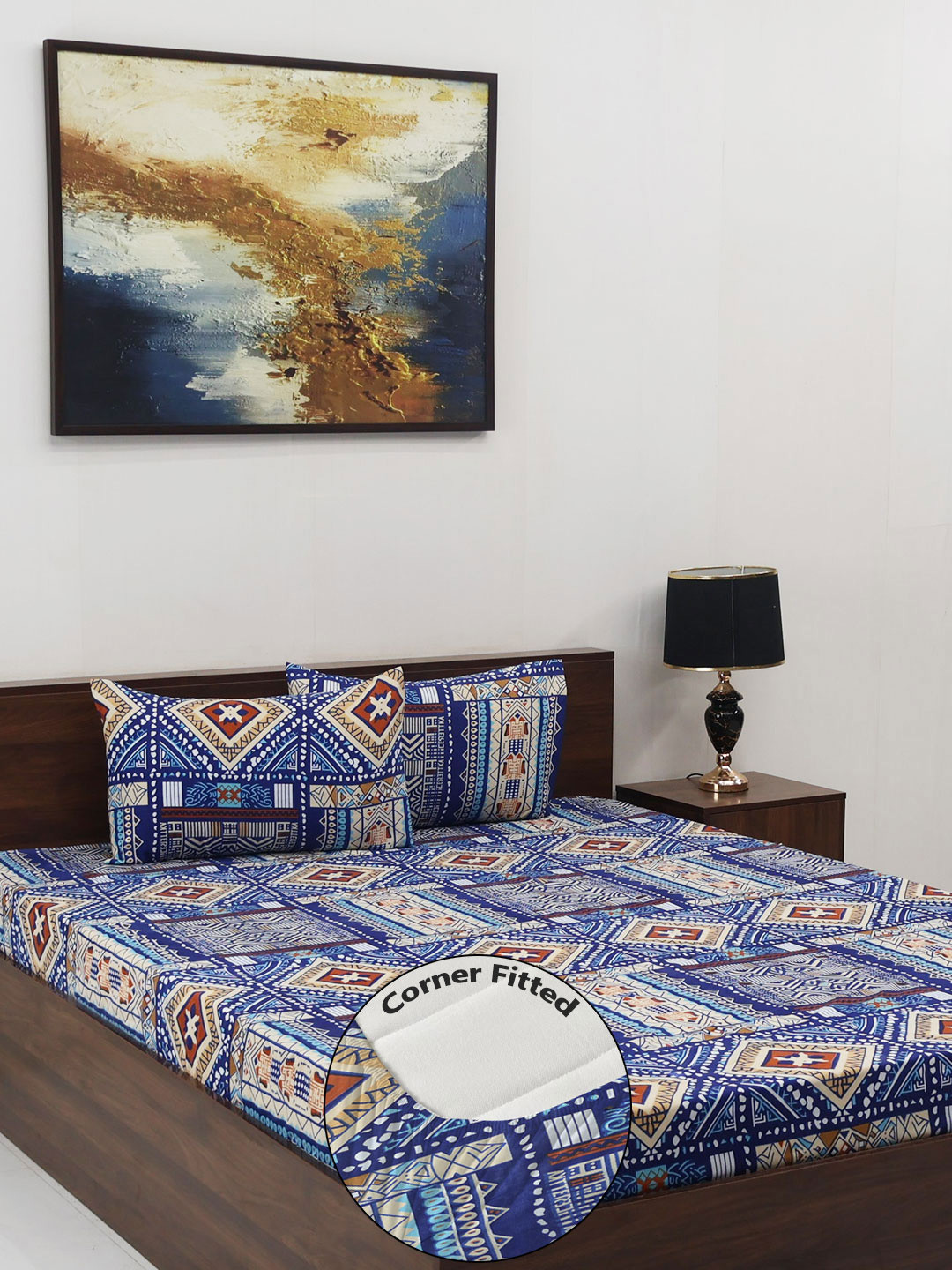Steve & Anderson Joy Ethnic Microfiber 160 TC Fitted Bedsheet Set