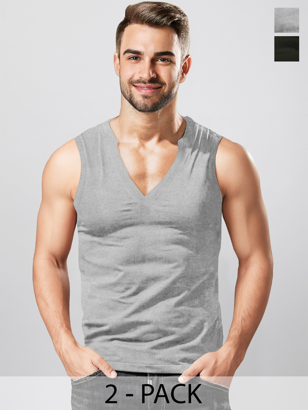 TRIPR Men Pack Of 2 Modern Fit Cotton Basic Vests