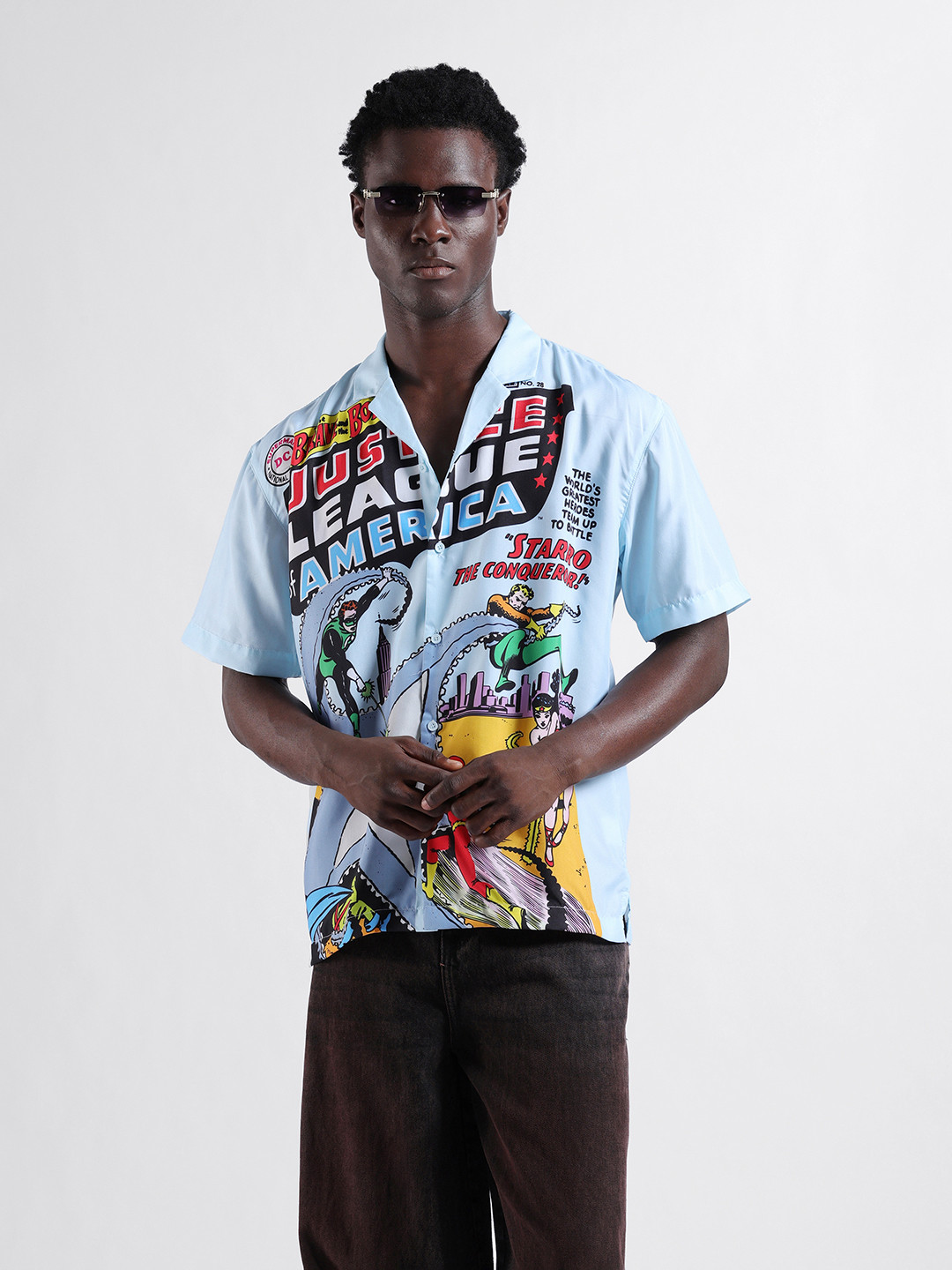 The Indian Garage Co Men Relaxed Fit Justice League Print Street Wear Shirt