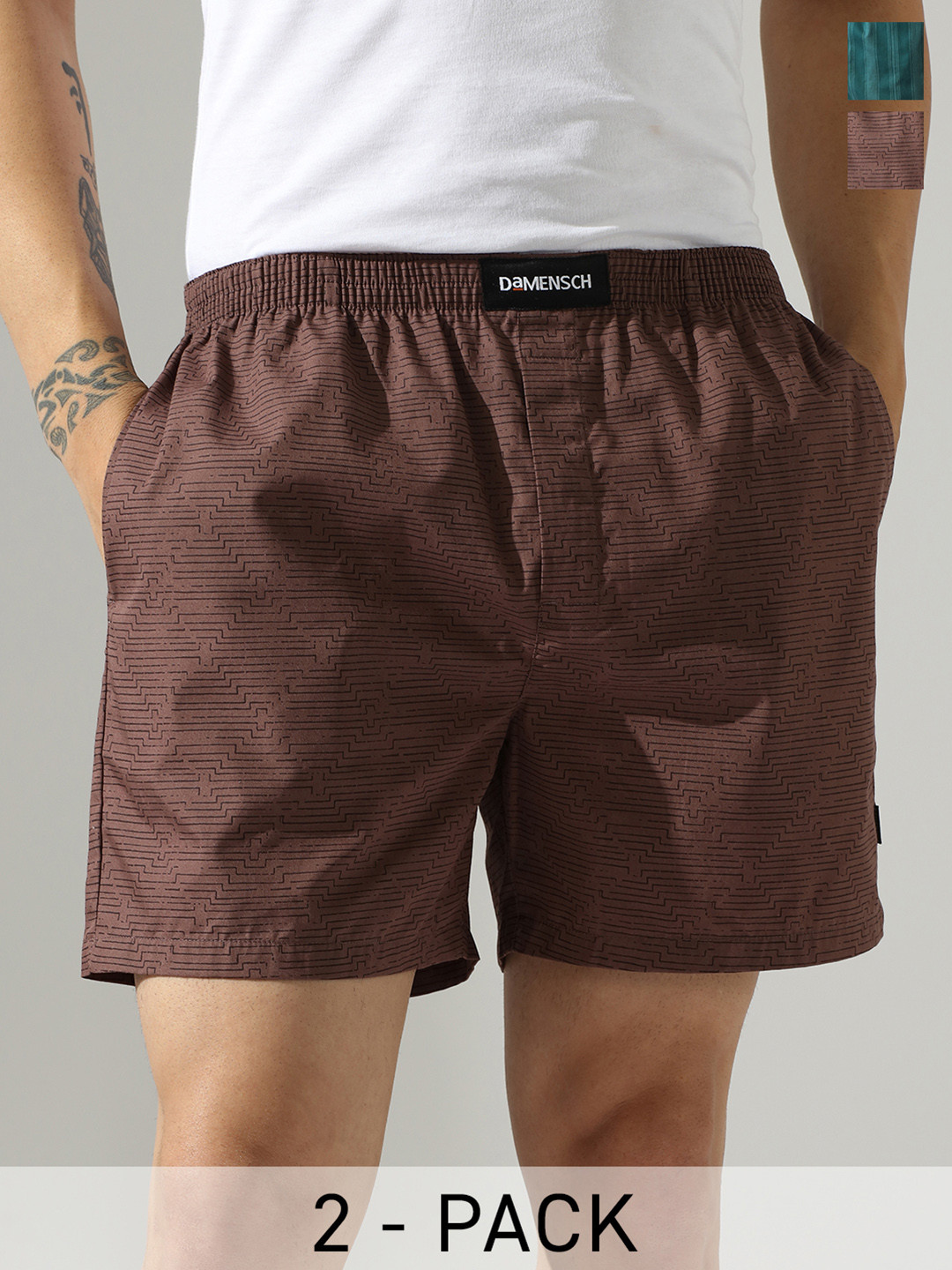 DAMENSCH Pack of 2 Printed Ultra-Light Pure Cotton Boxer-BS1002