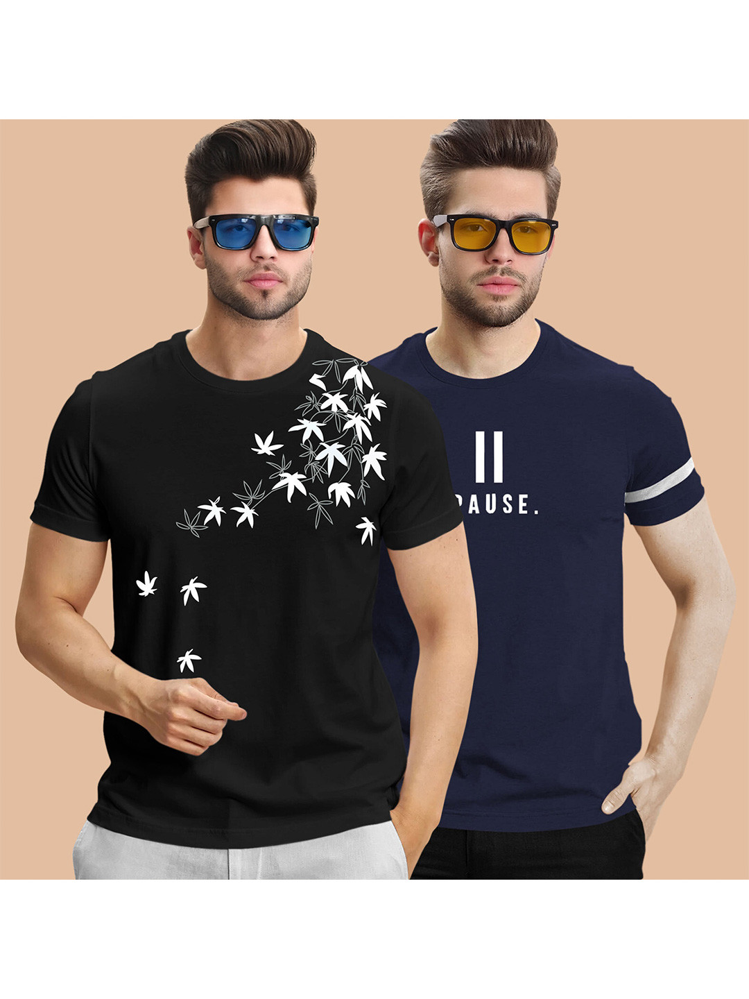 TRIPR Men Printed T-shirt Pack of 2