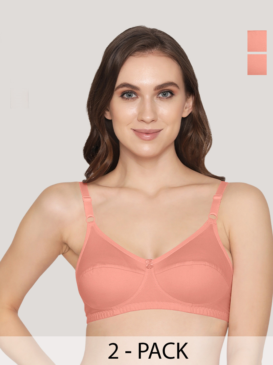 K LINGERIE Manvi Pack of 2 Full Coverage Cut and Sew Wirefree Non Padded Cotton Bra