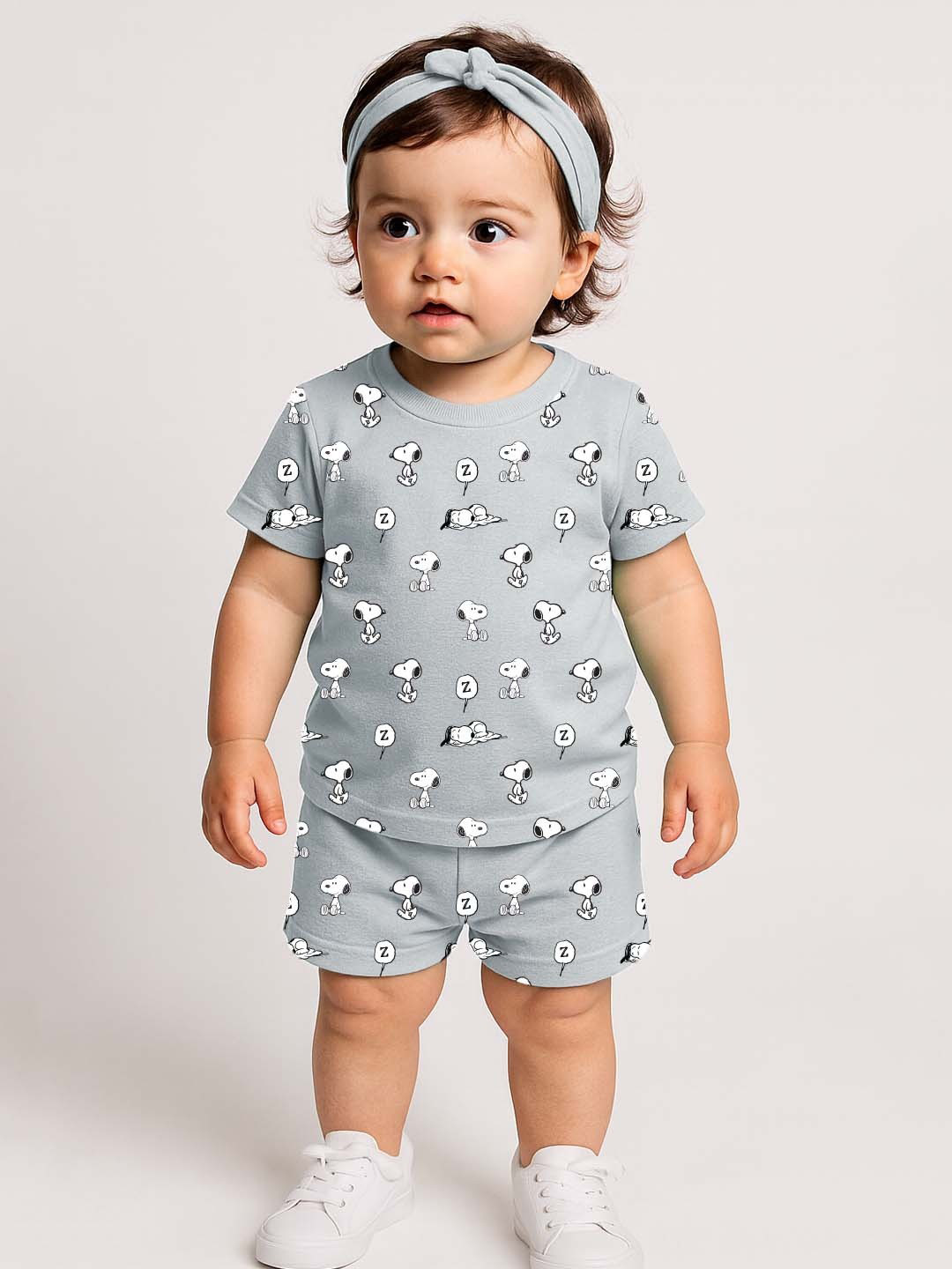 YK X Minute Mirth Infant Girls Printed Snoopy T-shirt with Shorts
