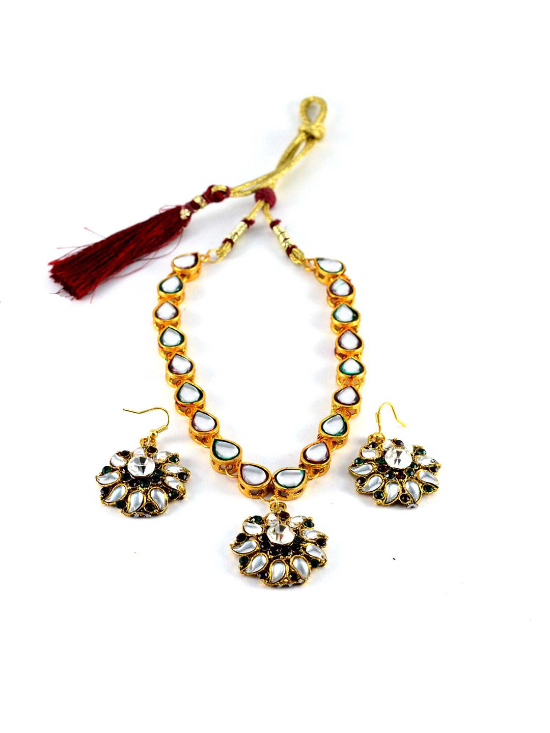 Vidhya Kangan Gold-Tone Artificial Stone Studded Jewellery Set