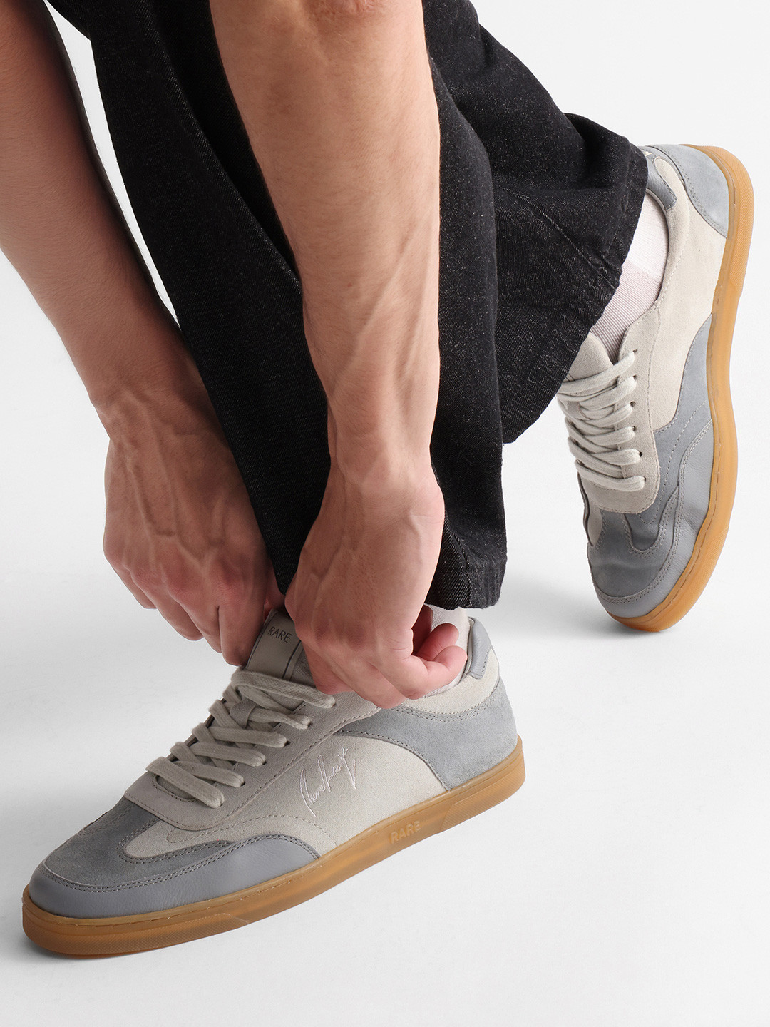 RARE RABBIT Men Rex Primary Grey Colourblocked Leather Sneakers