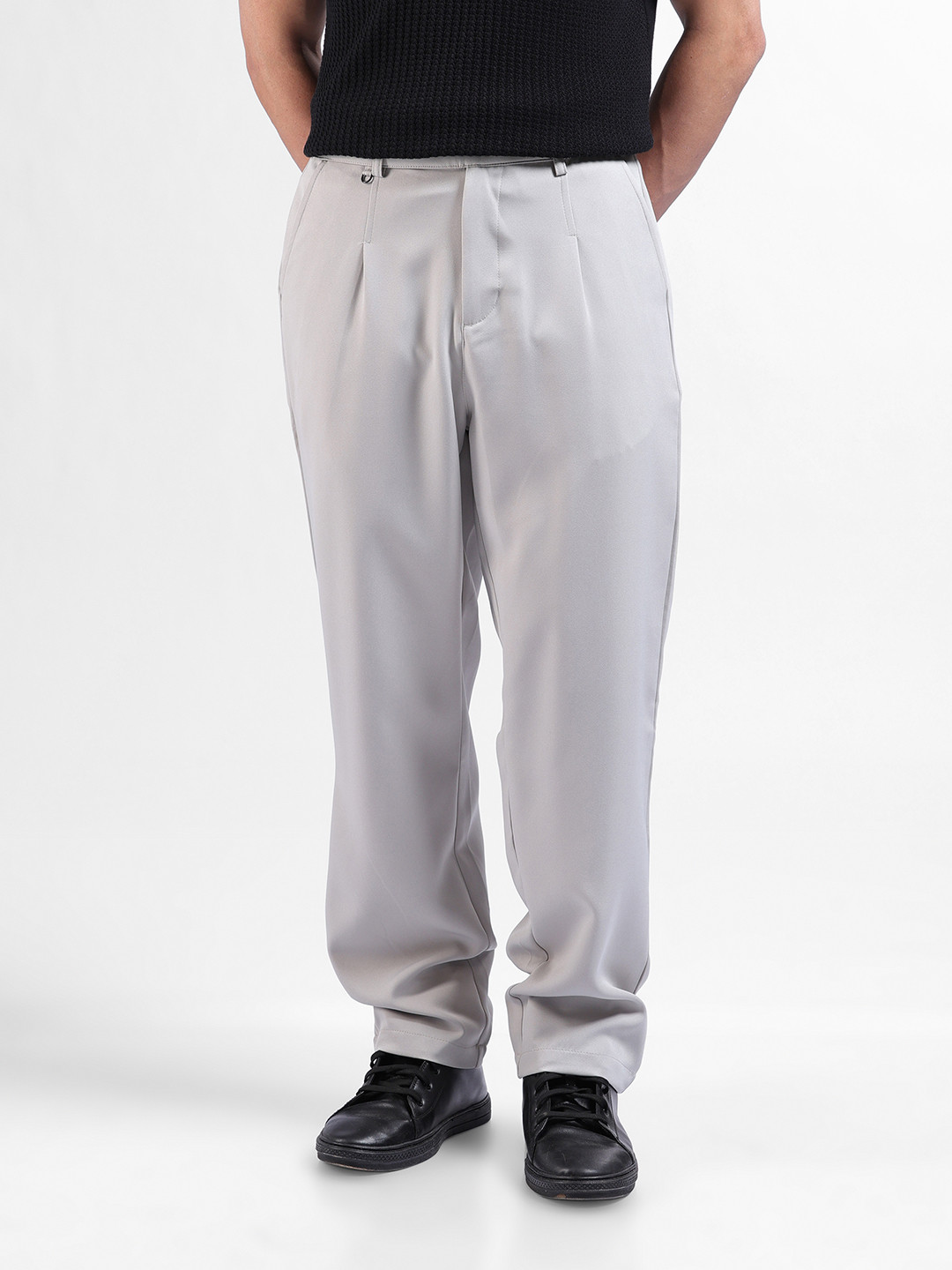 The Indian Garage Co Men Loose Tapered Fit Solid Smart Casual Gurkha Pants