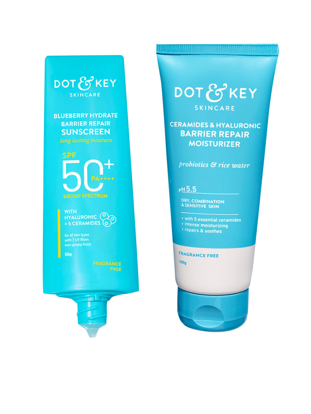 DOT & KEY Blueberry Hydrate Barrier Repair Face Cream 100g & Sunscreen 50g Combo