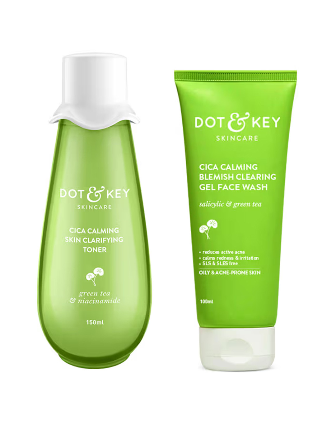 DOT & KEY Set of Cica Calming Skin Clarifying Toner 150ml & Face Wash 100ml