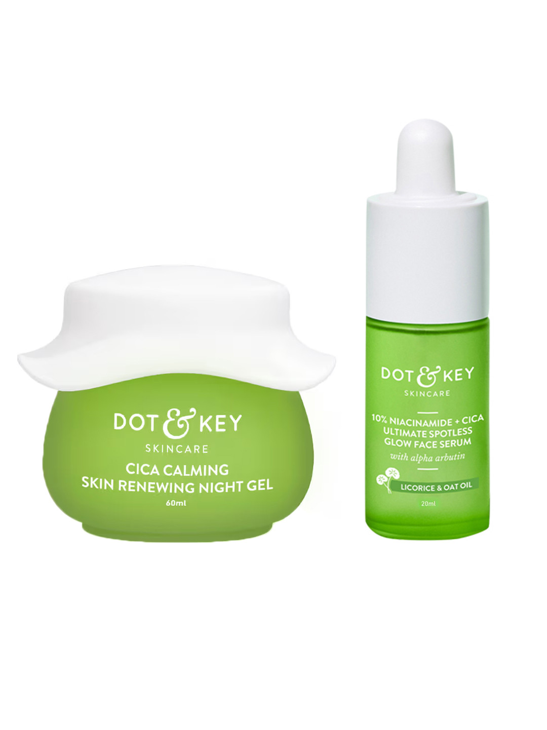 DOT & KEY Set of Cica Skin Clearing Face Serum 20ml & Skin Renewing Night Gel 60ml
