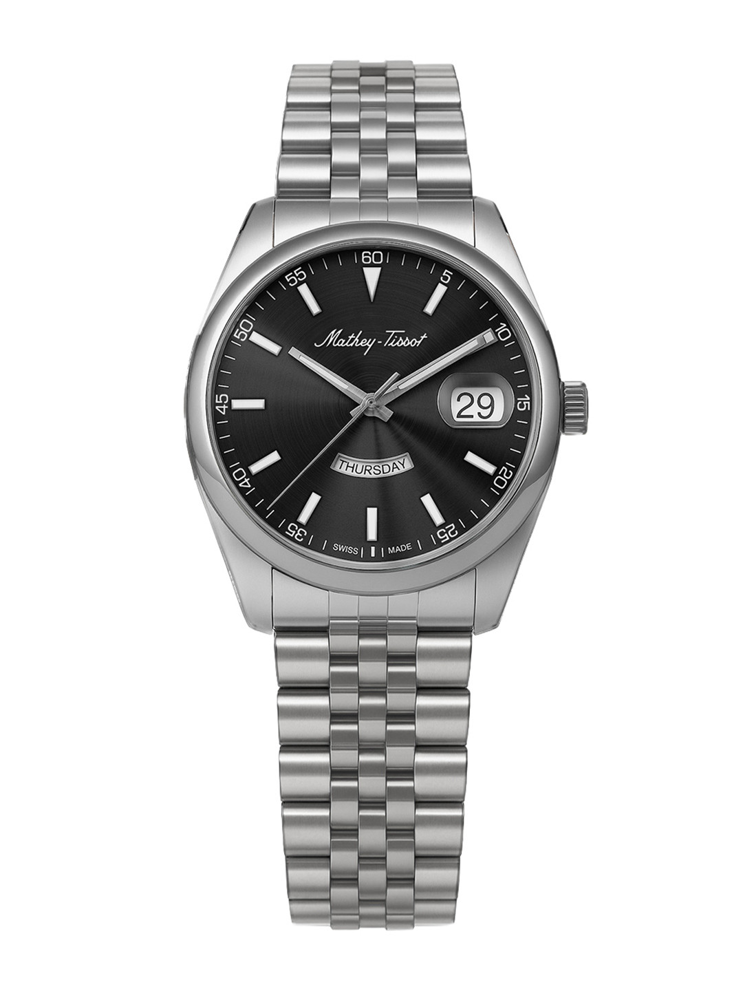 Mathey-Tissot Swiss Made Women Mathy Day-Date Quartz Black Dial Analog Watch D510AN