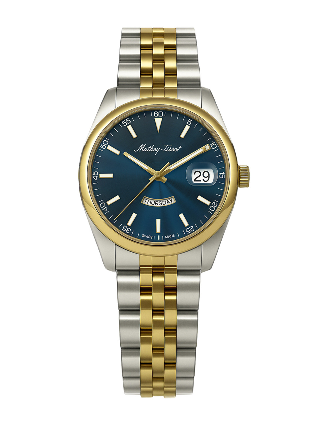 Mathey-Tissot Swiss Made Women Mathy Day-Date Quartz Blue Dial Analog Watch D510BBU