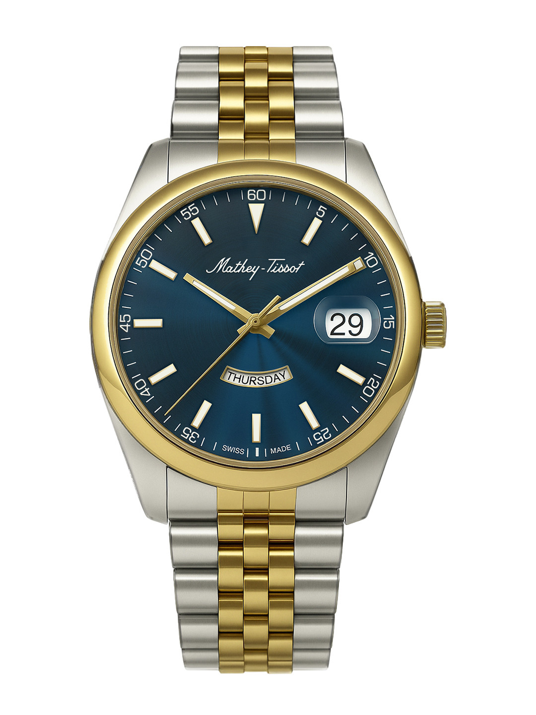 Mathey-Tissot Swiss Made Men Mathy Day-Date Quartz Blue Dial Analog Watch H510BBU