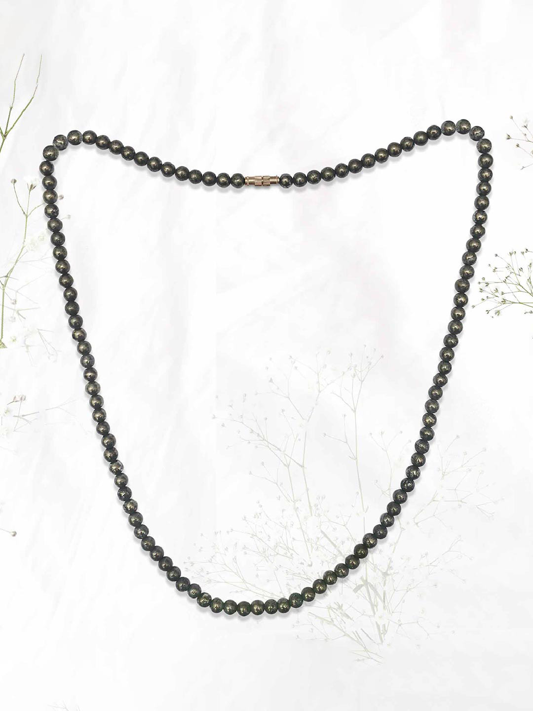 Natural Pyrite Mala with Certificate