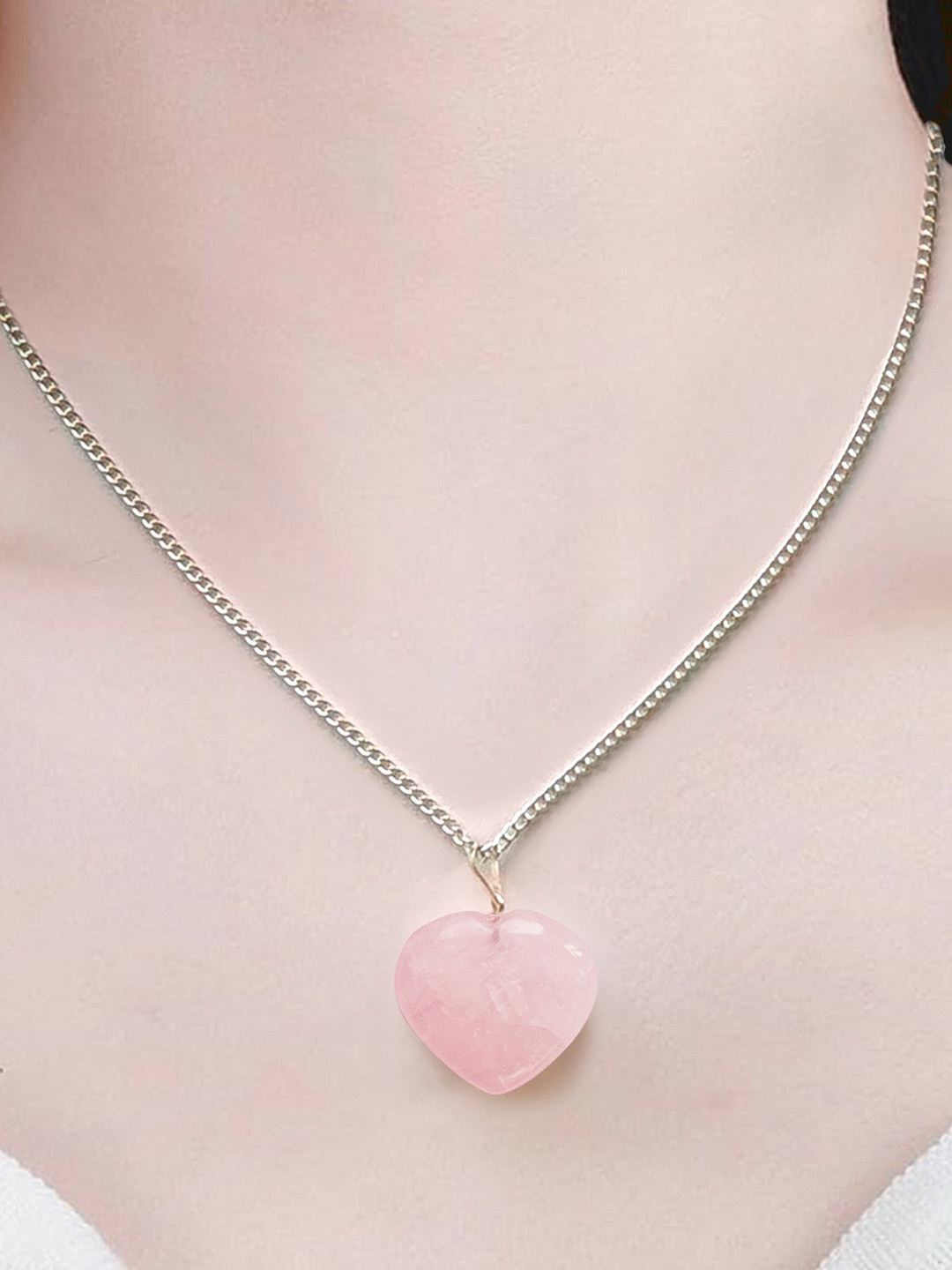 SOLAVA Natural Rose Quartz Pendant with Chain