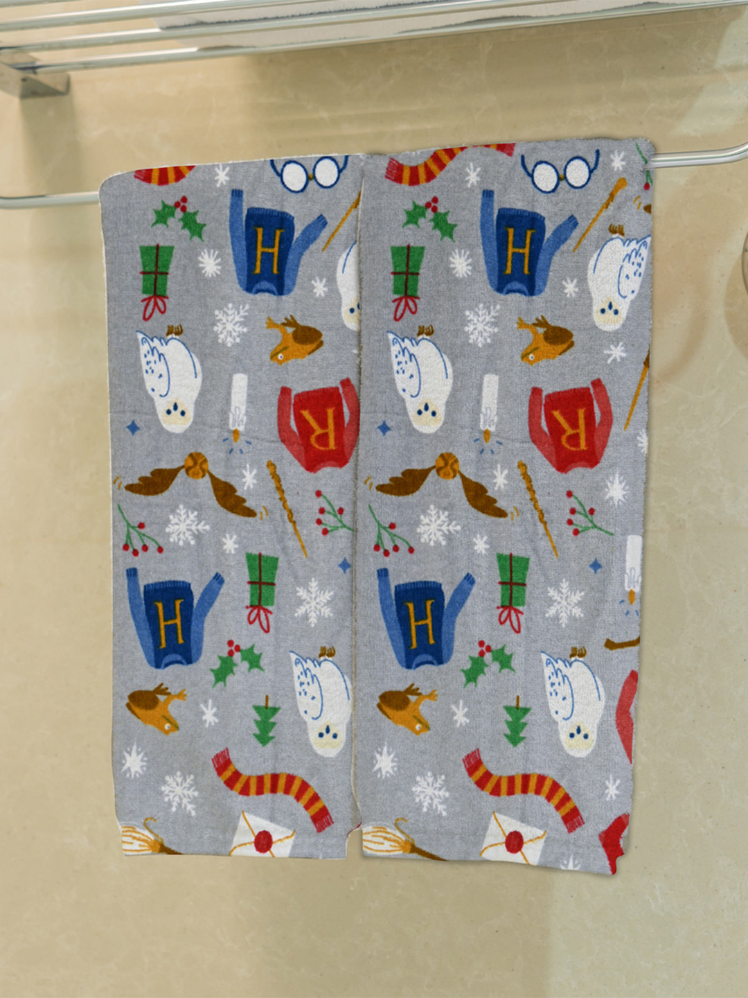 PRAKARTIK Set of 2 Printed Cotton Hand Towel