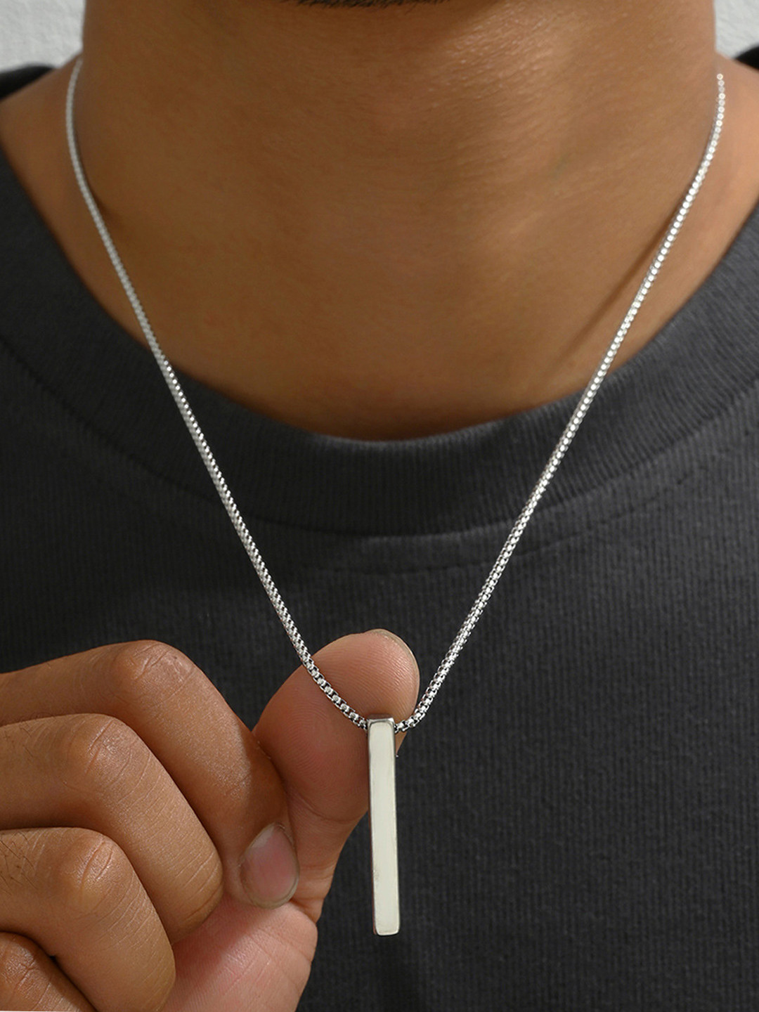 Designs & You Men Silver-Plated Stainless Steel Geometric Pendant