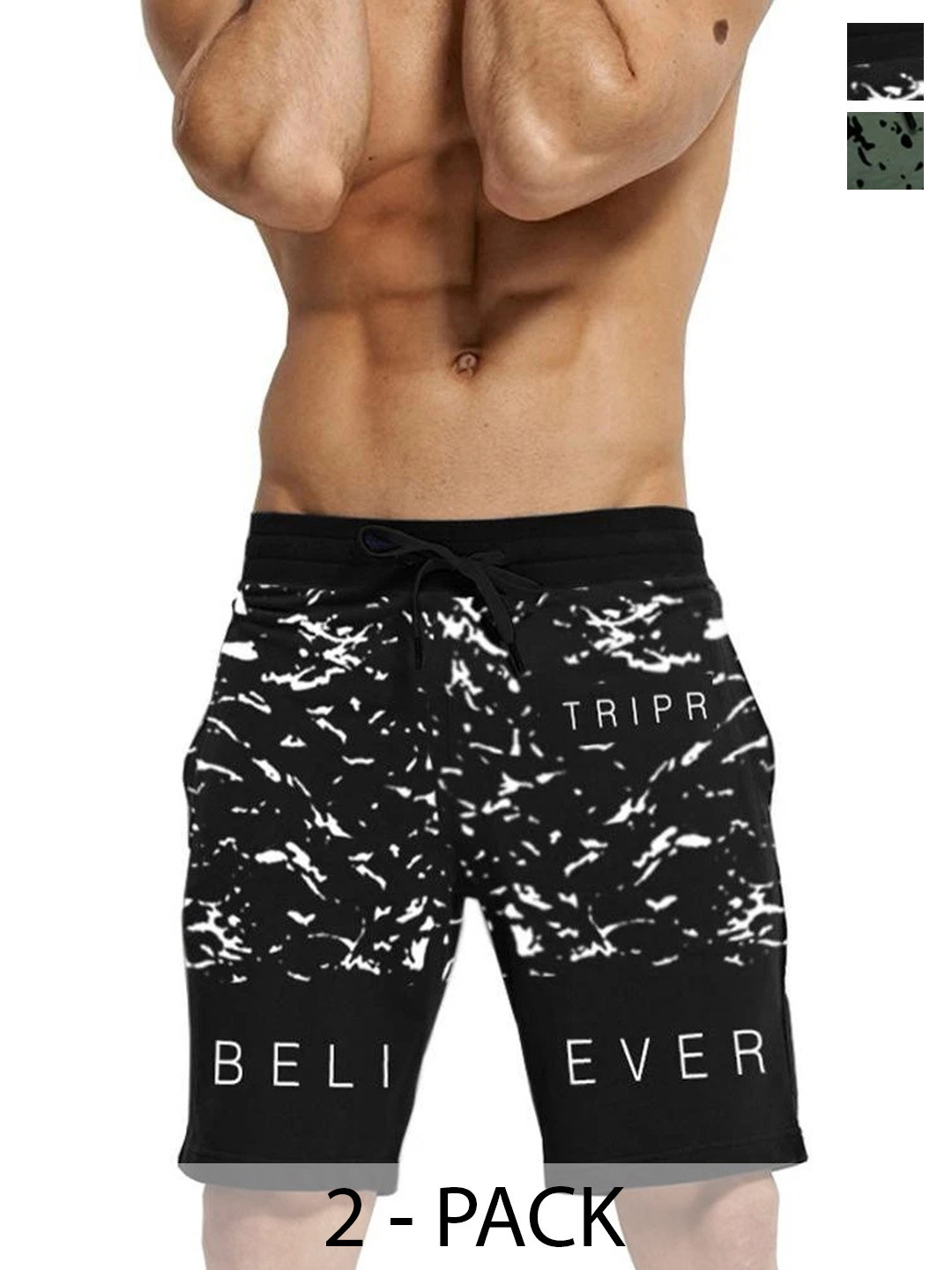 TRIPR Men Pack Of 2 Cotton Printed Low-Rise Regular Fit Shorts