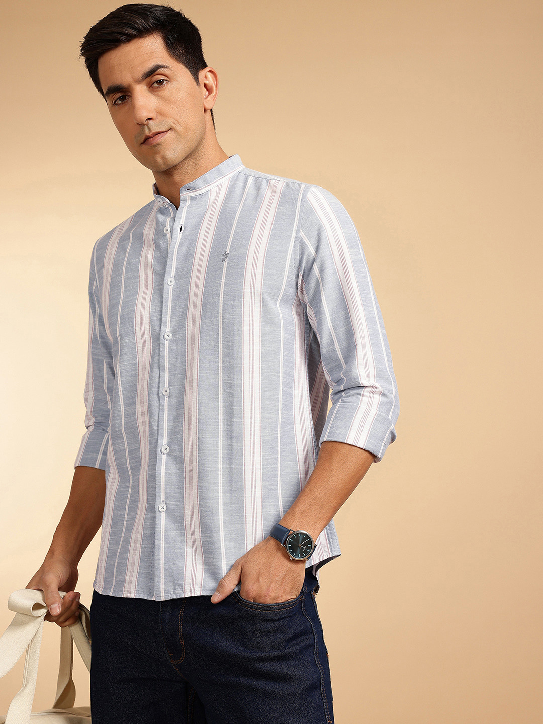 Men Pure Cotton Stiped Slim Fit Shirt