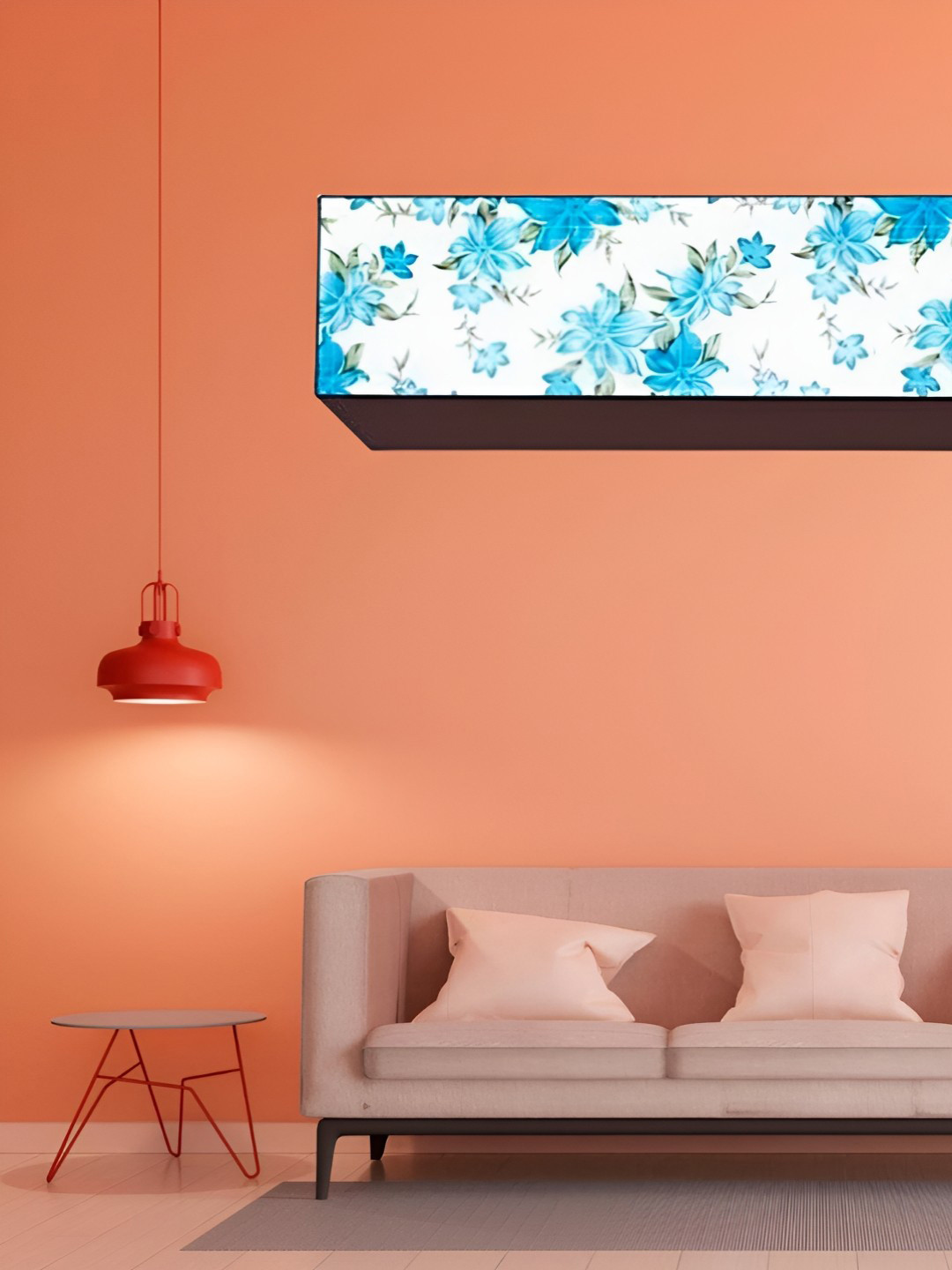 Kalra Magic White & Blue Printed Waterproof Air Conditioner Cover