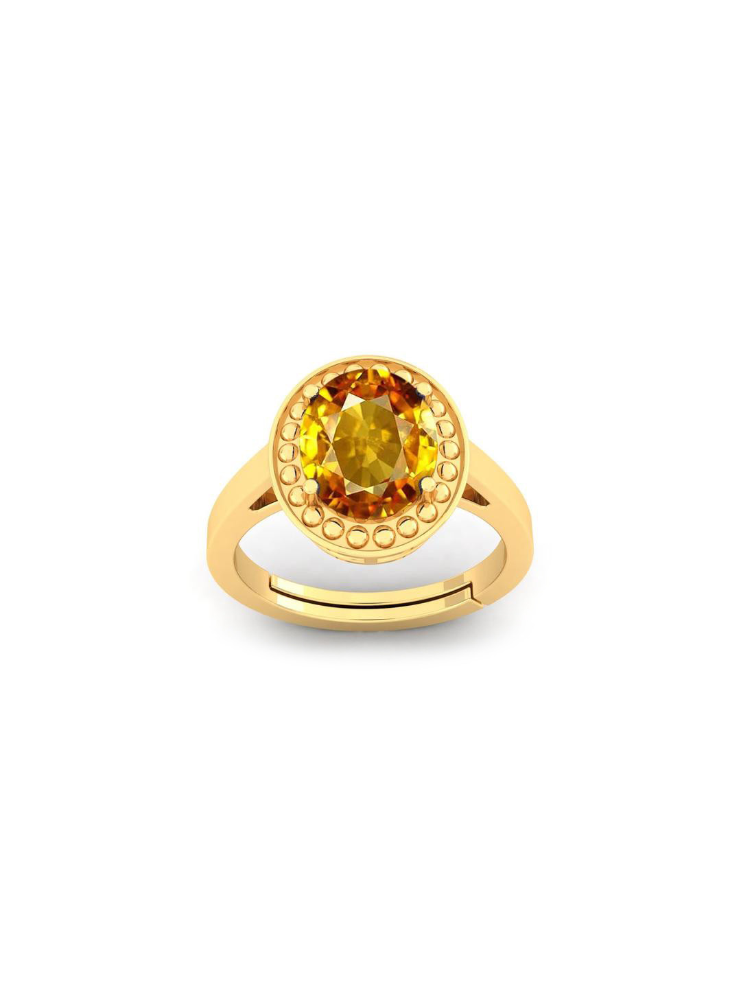 Pranjal Gems Gold-Plated Unisex 8.25 Ratti 7.15 Kt Sapphire Gemstone Studded Finger Ring