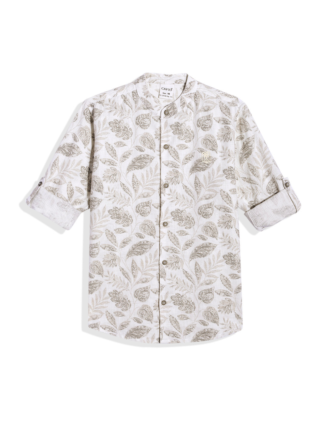 CAVIO Boys Floral Printed Mandarin collar Shirt