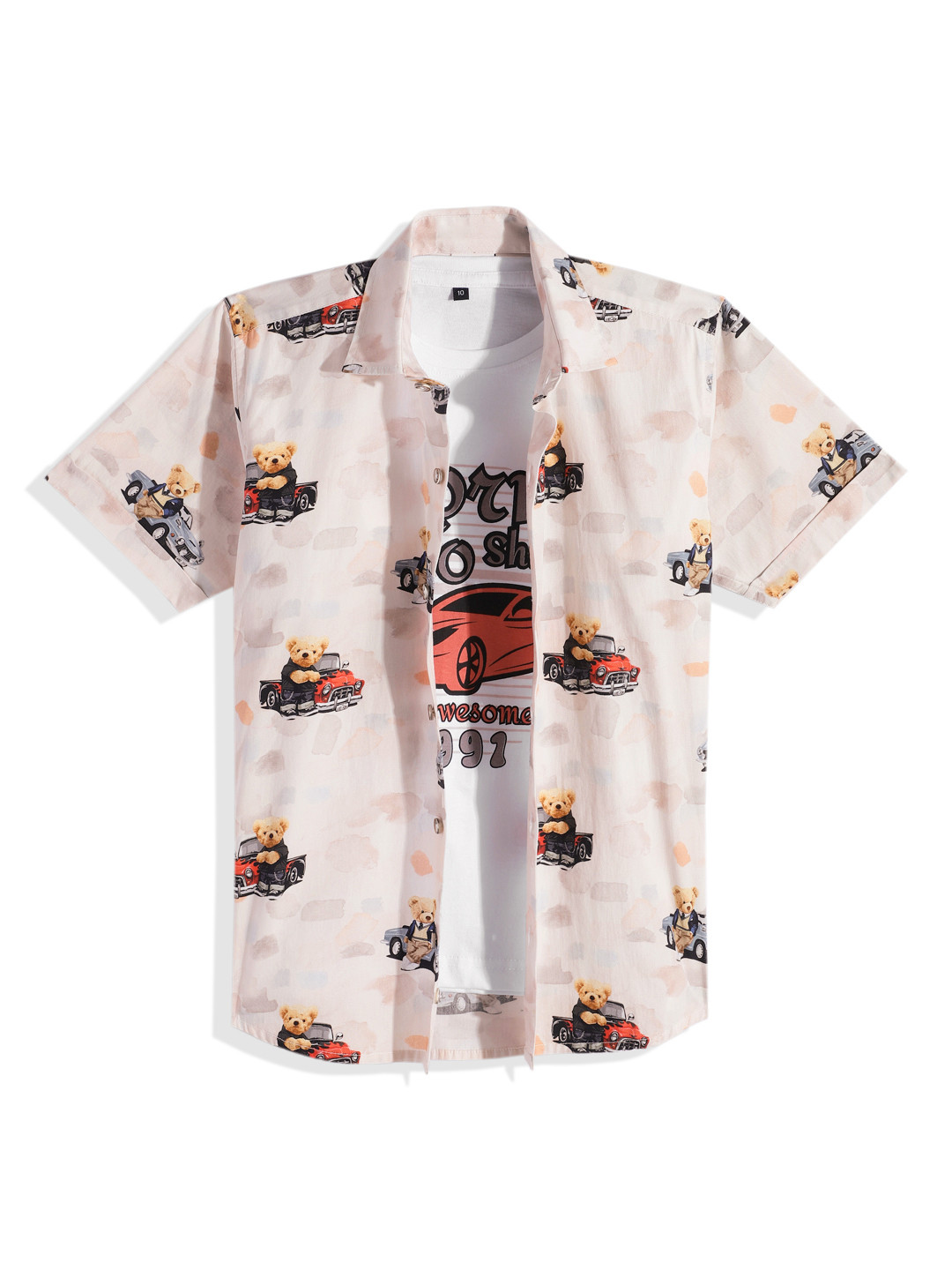 CAVIO Boys Graphic Print Shirt with T-Shirt
