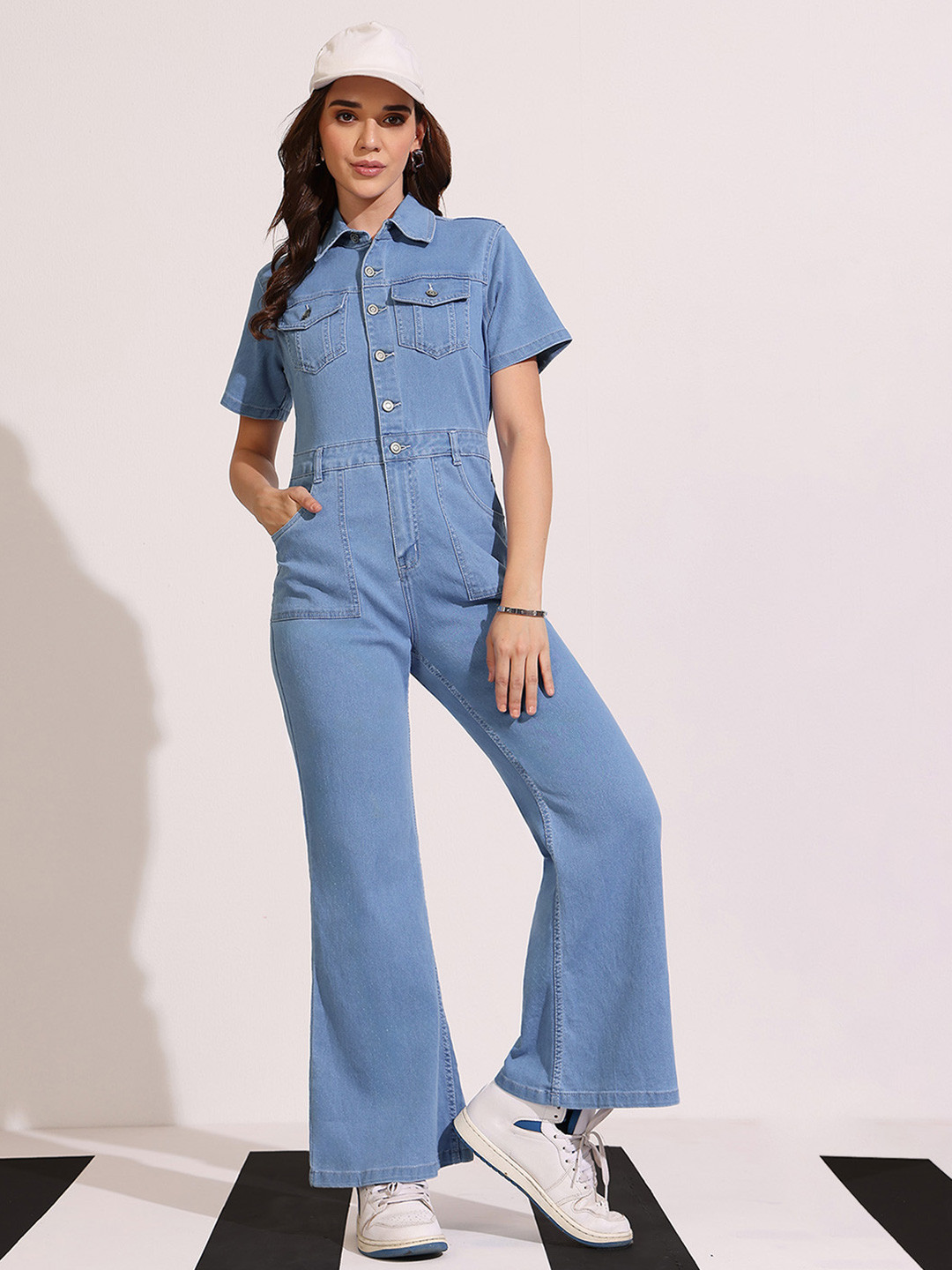 DOLCE CRUDO Goblin Shark Women Basic Denim Jumpsuit