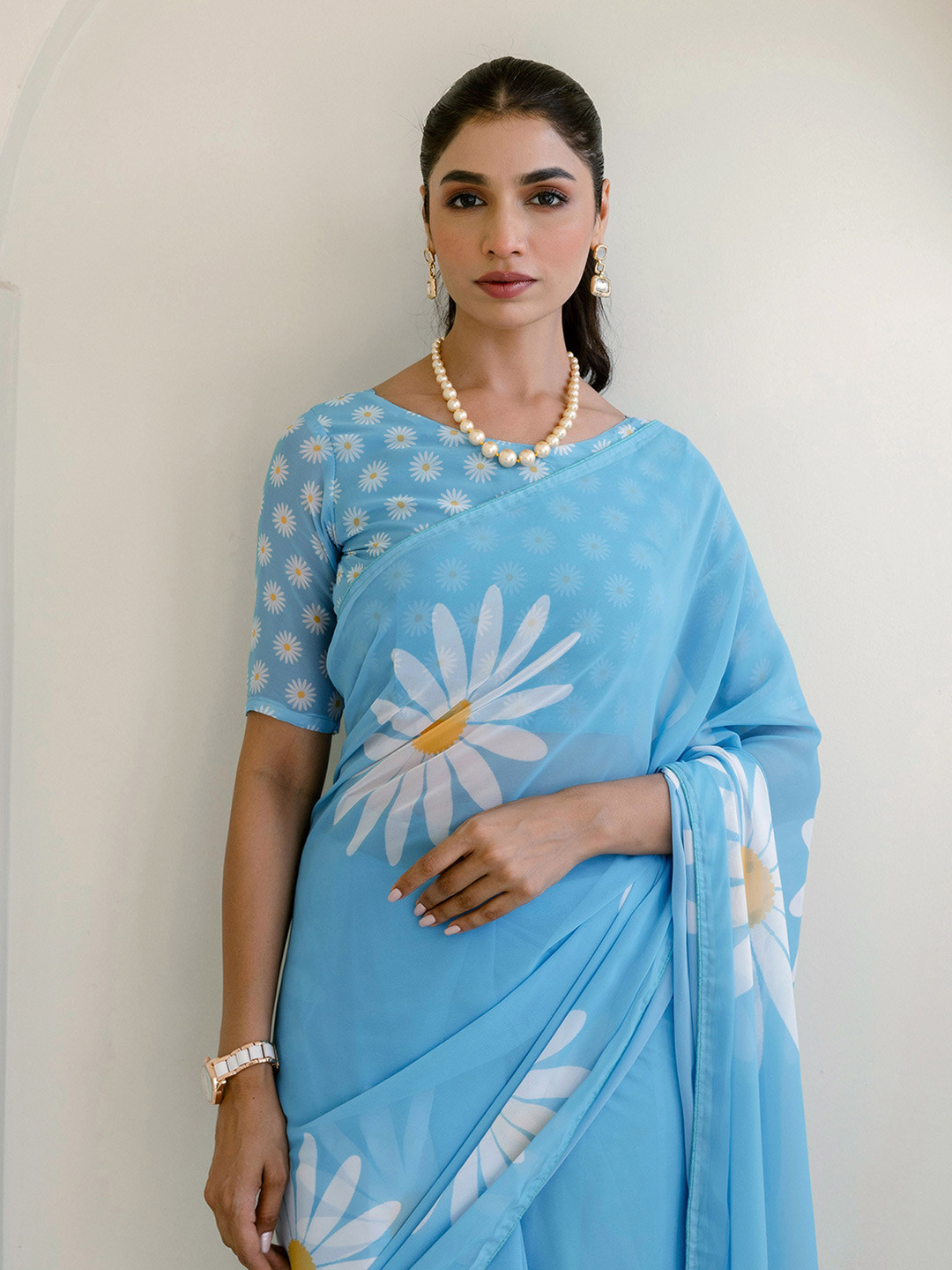 all about you Floral Printed Pure Georgette Ready to Wear Saree