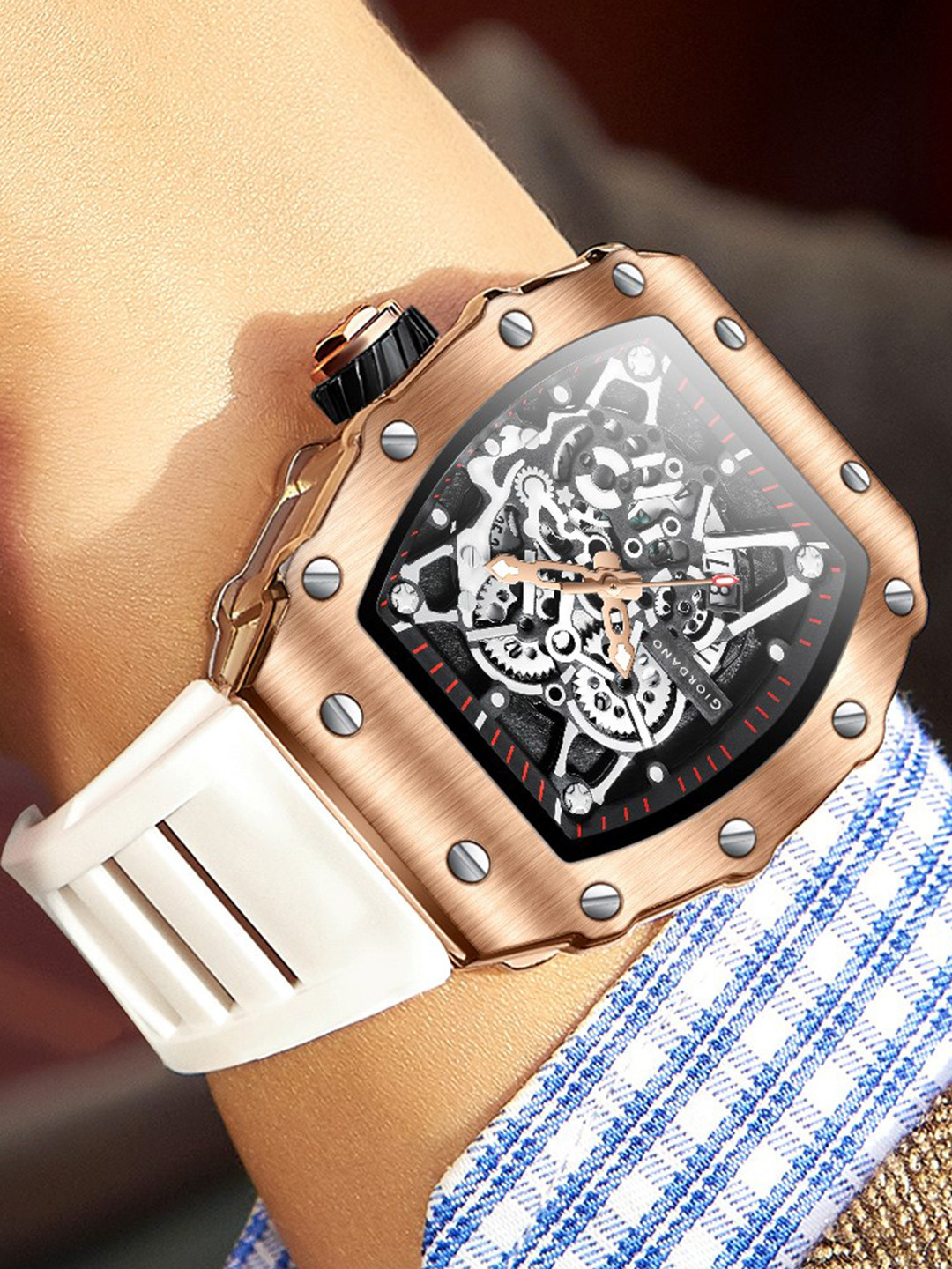 GIORDANO Men Skeleton Dial & Bracelet Style Straps Analogue Watch GZ-50127-04