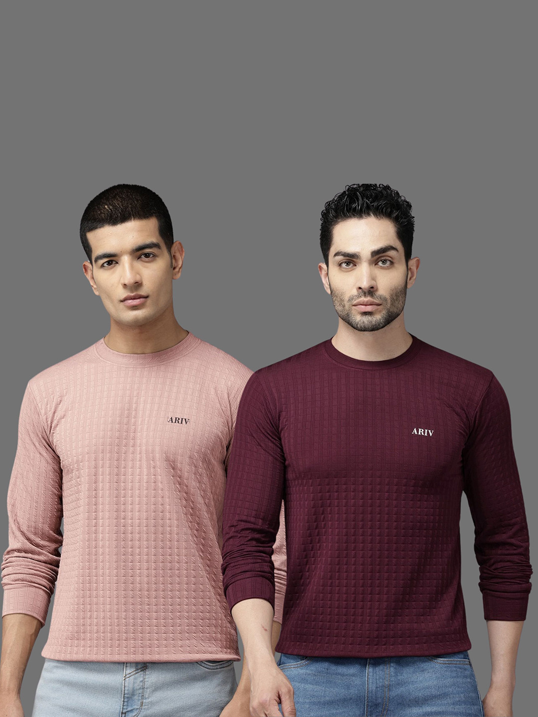 TICOSS Men Self Design Pack of 2 Regular Fit T-shirt