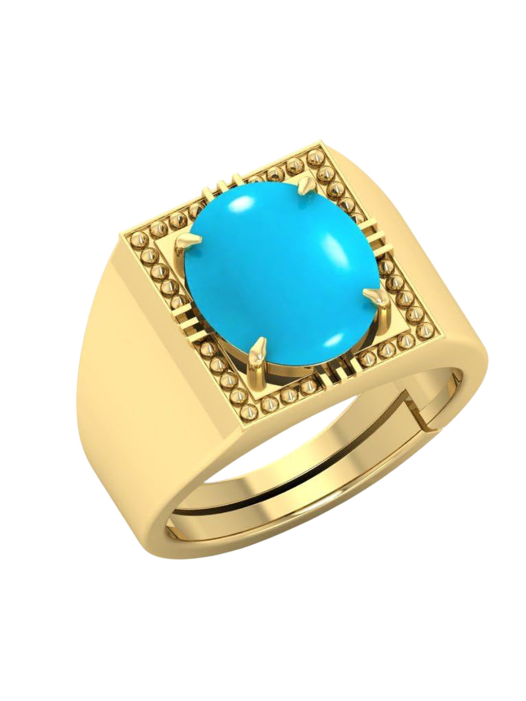 RSPR Firoja Turquoise Onyx Square Stone Beautiful Adjustable Fashion Ring