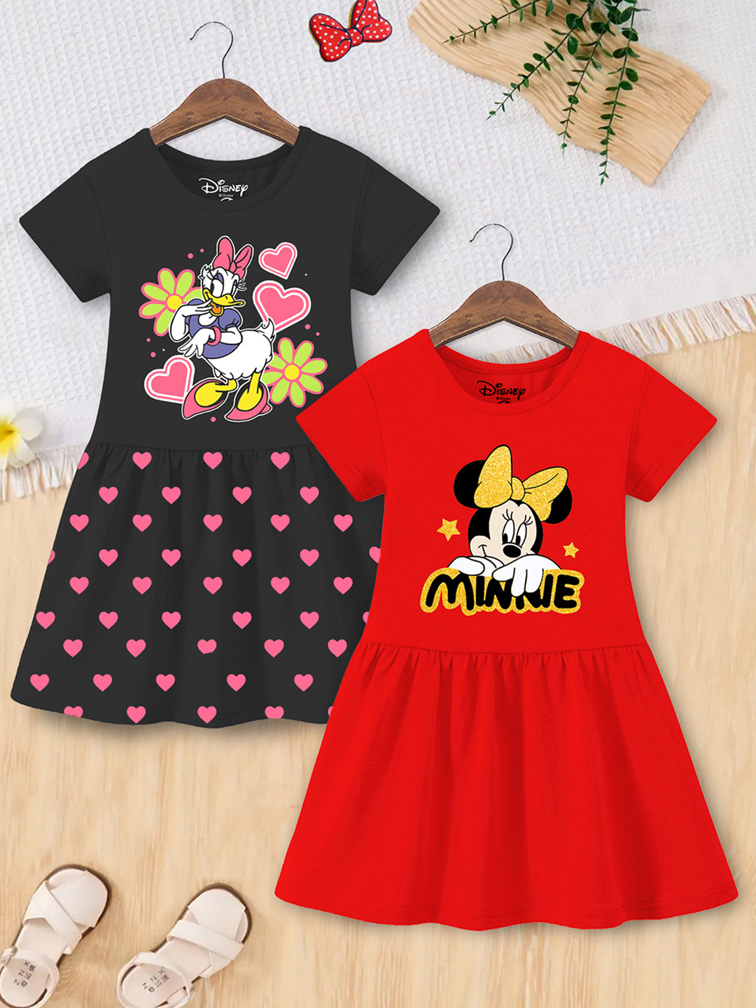 YK Disney Girl Pack of 2 Minnie Printed A-Line Dress
