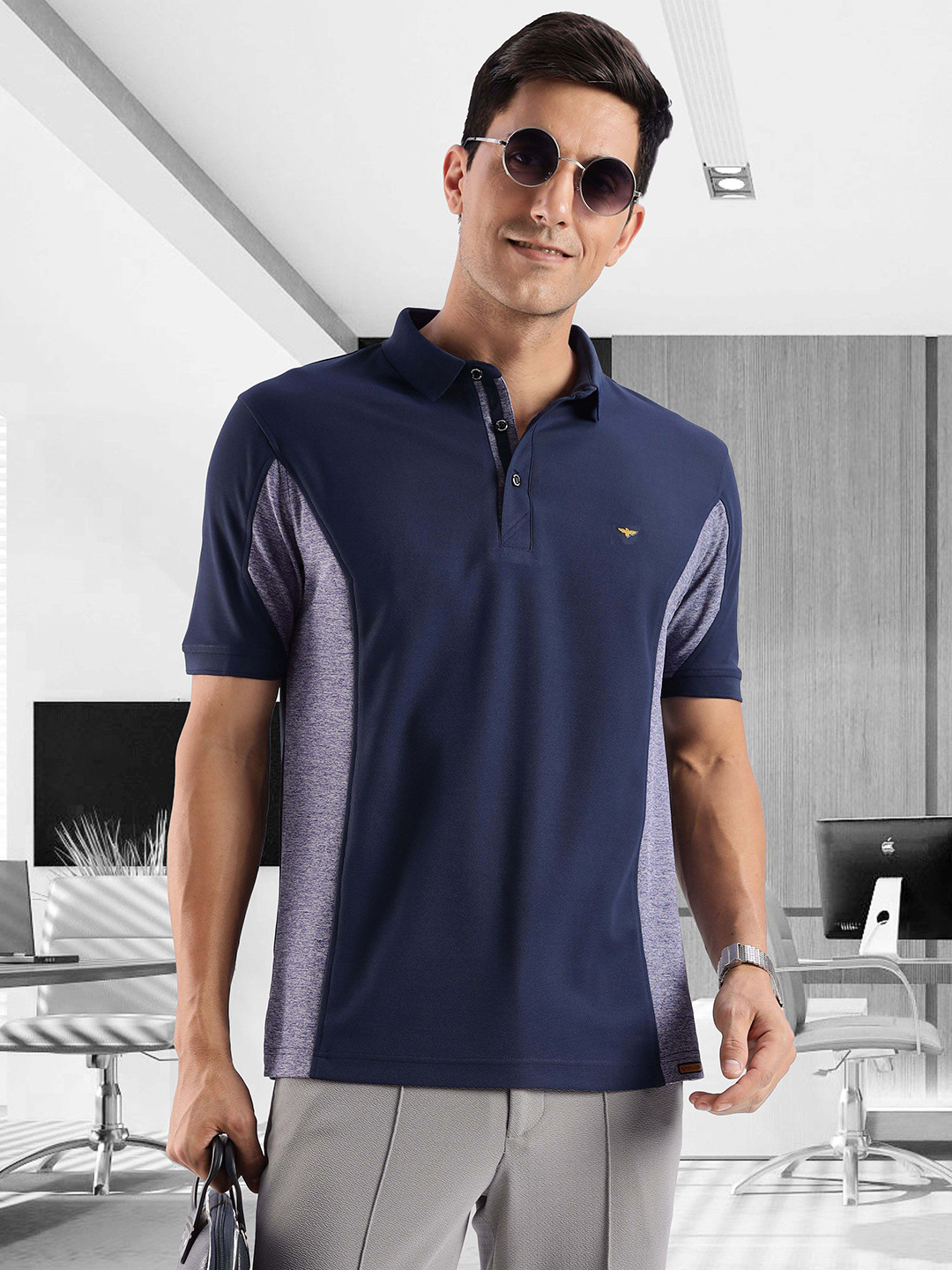 STELLERS Men ColorBlocked Wrinkle Free Stretchable Polo Collar T-Shirt